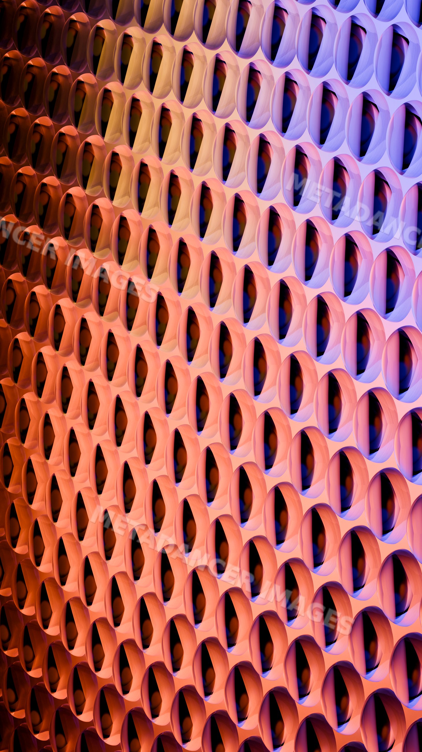 Abstract decorative panel with round openings and vibrant gradient