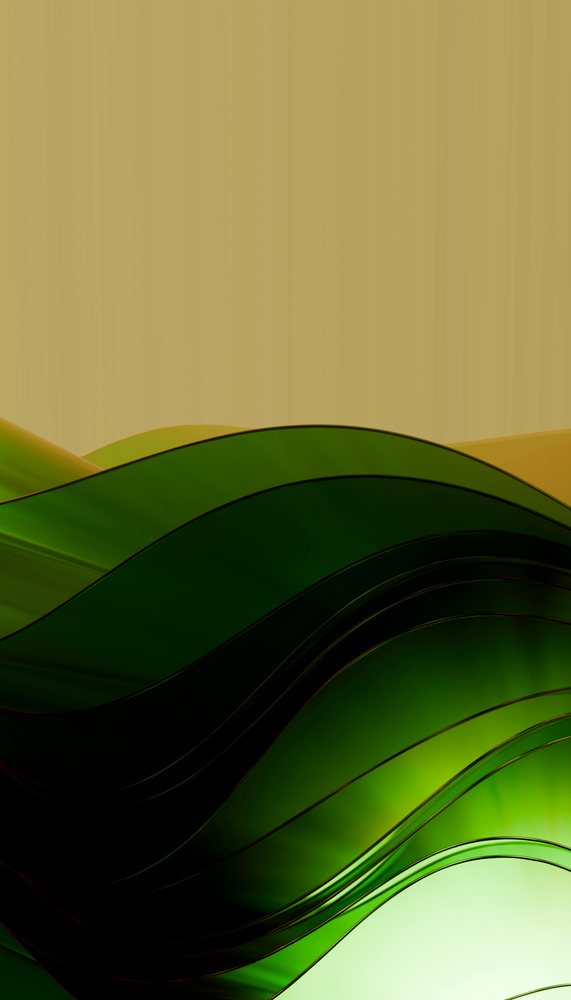 Abstract green waves forming smooth flowing shapes in a digital design