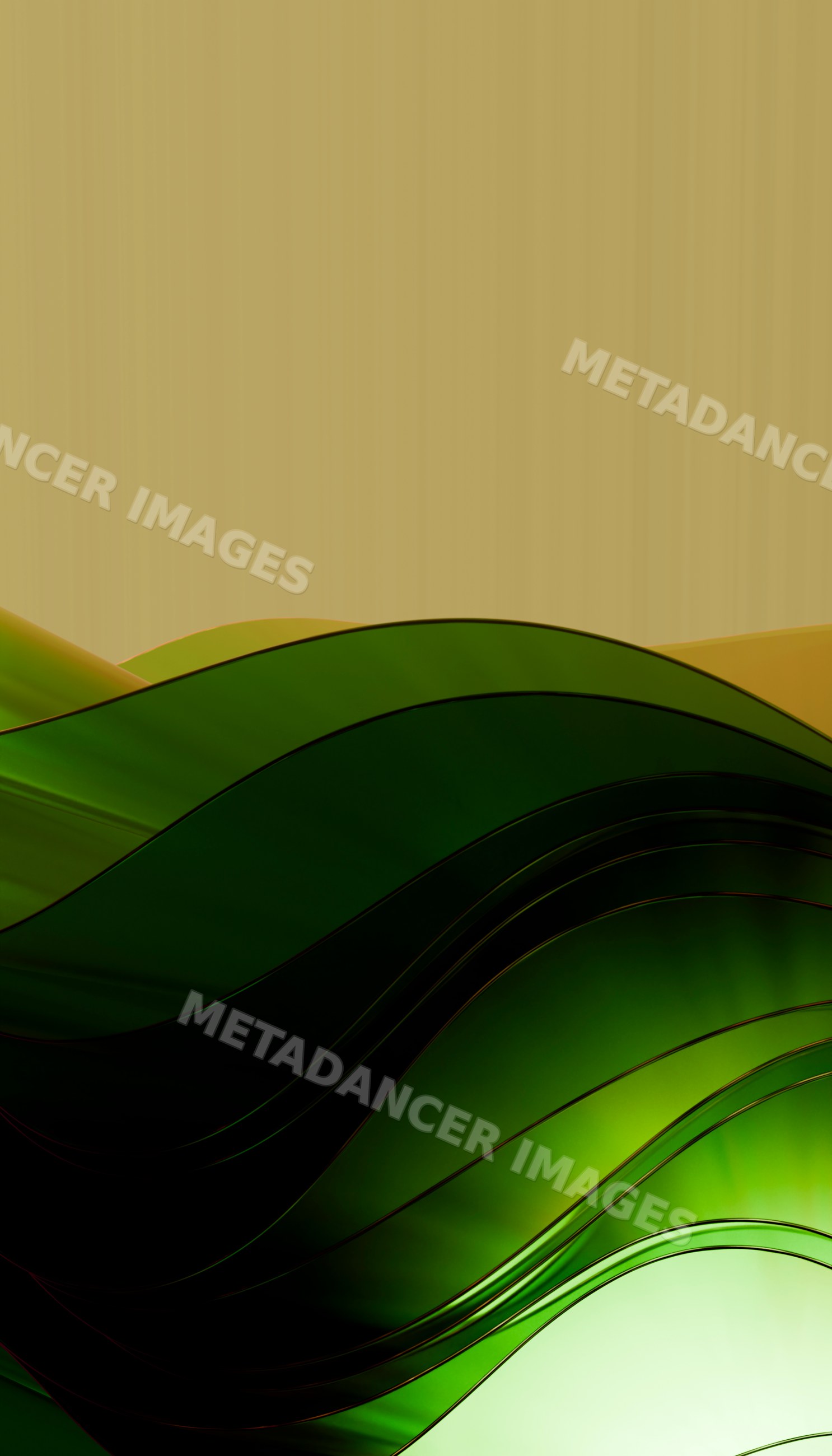 Abstract green waves forming smooth flowing shapes in a digital design