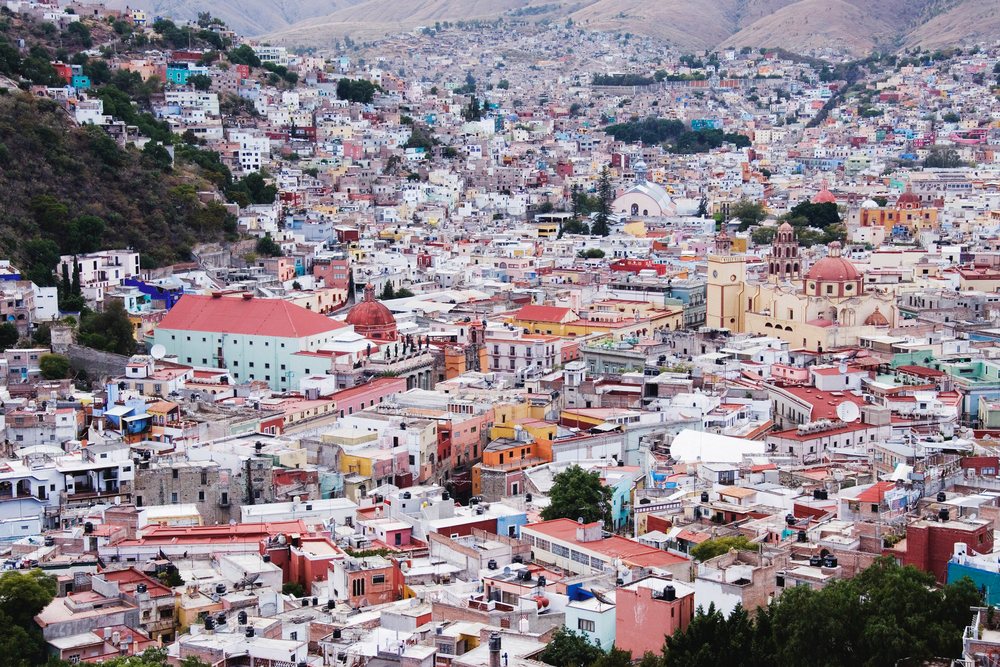 Aerial view of guanajuato cityscape