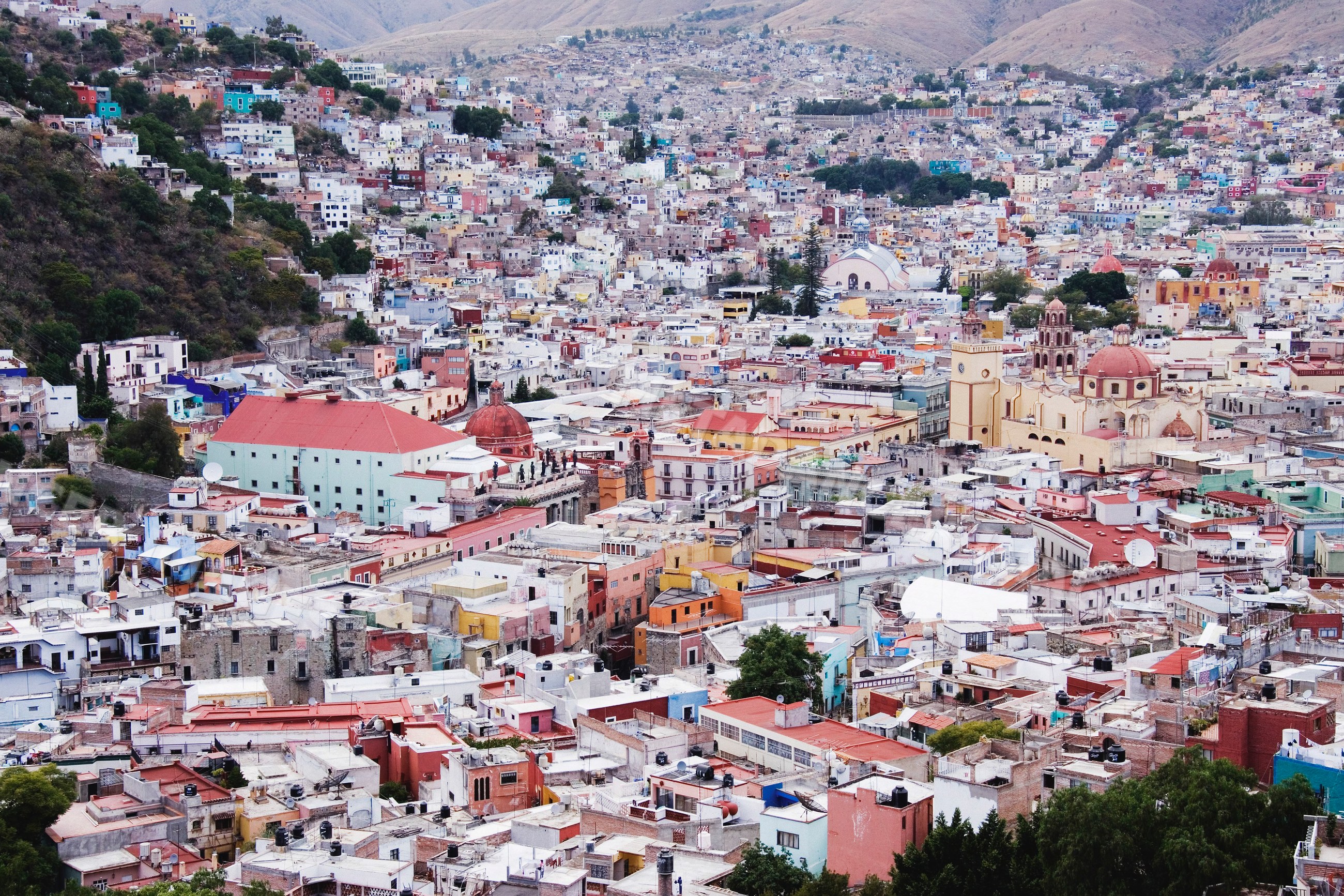 Aerial view of guanajuato cityscape
