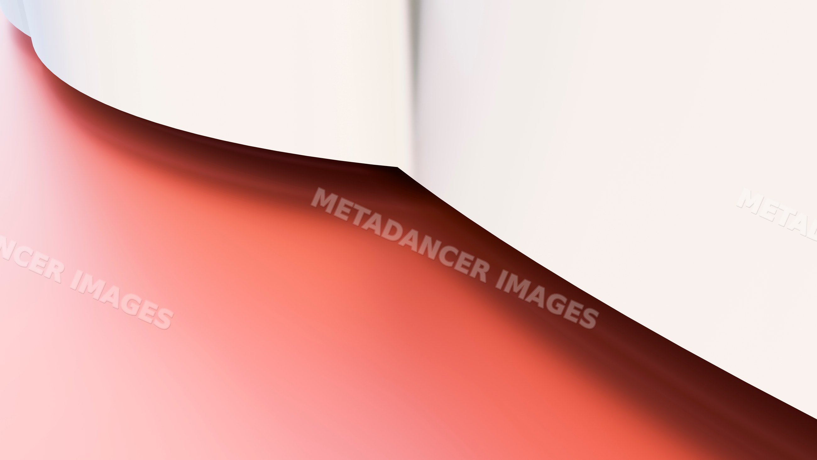 Curved white and peach paper with shadows in minimalist composition