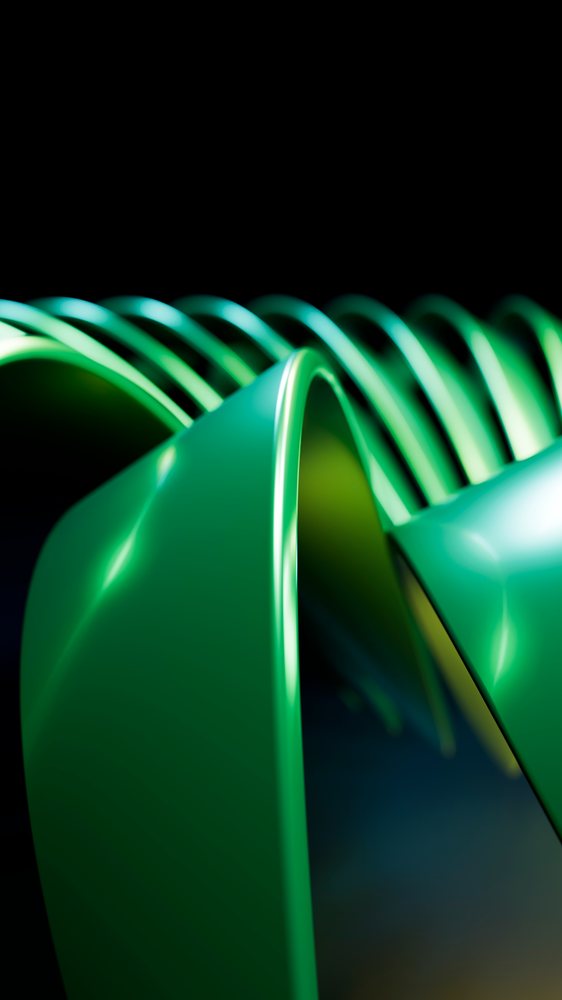 Abstract green curved spirals digital illustration