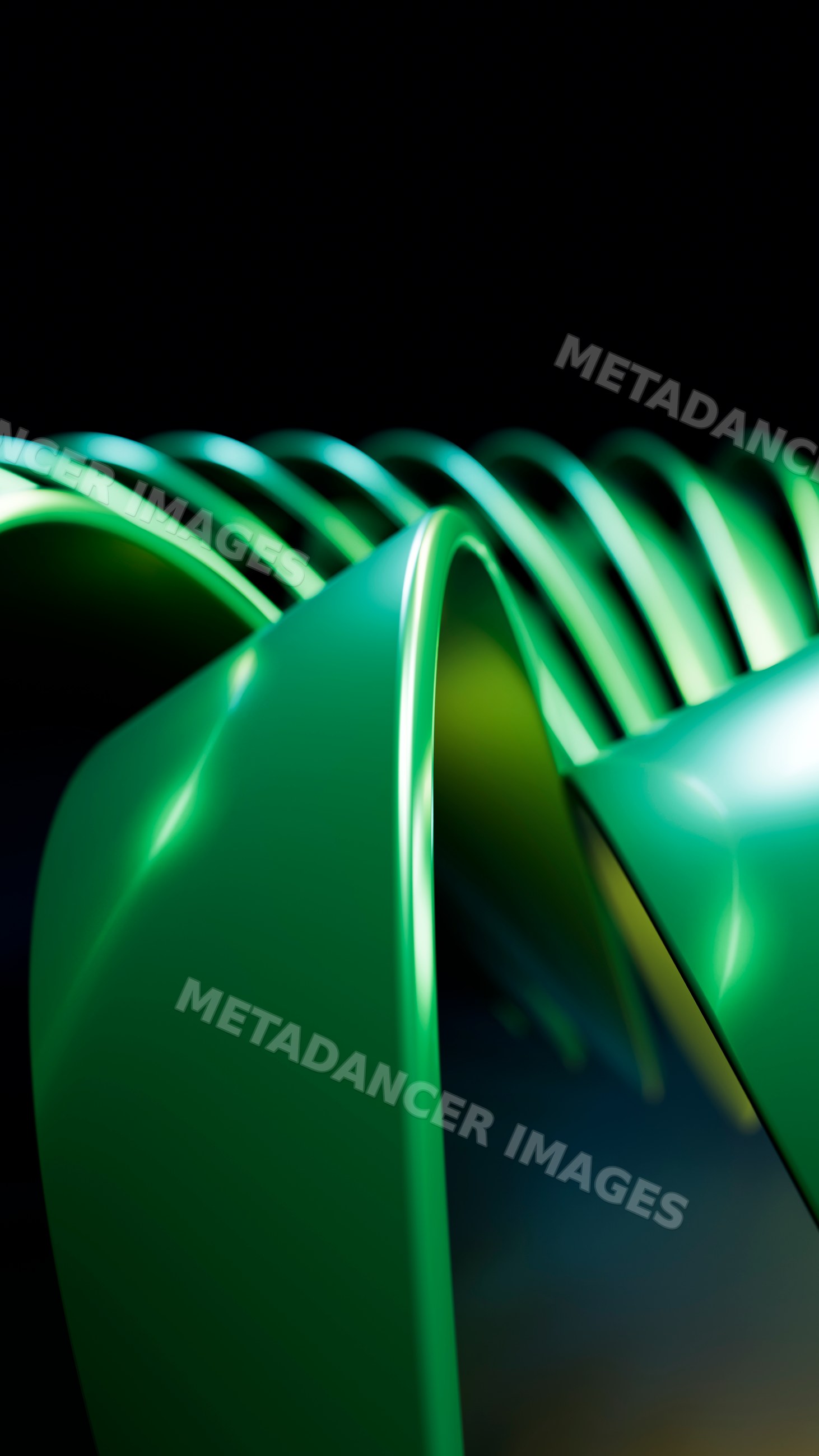 Abstract green curved spirals digital illustration