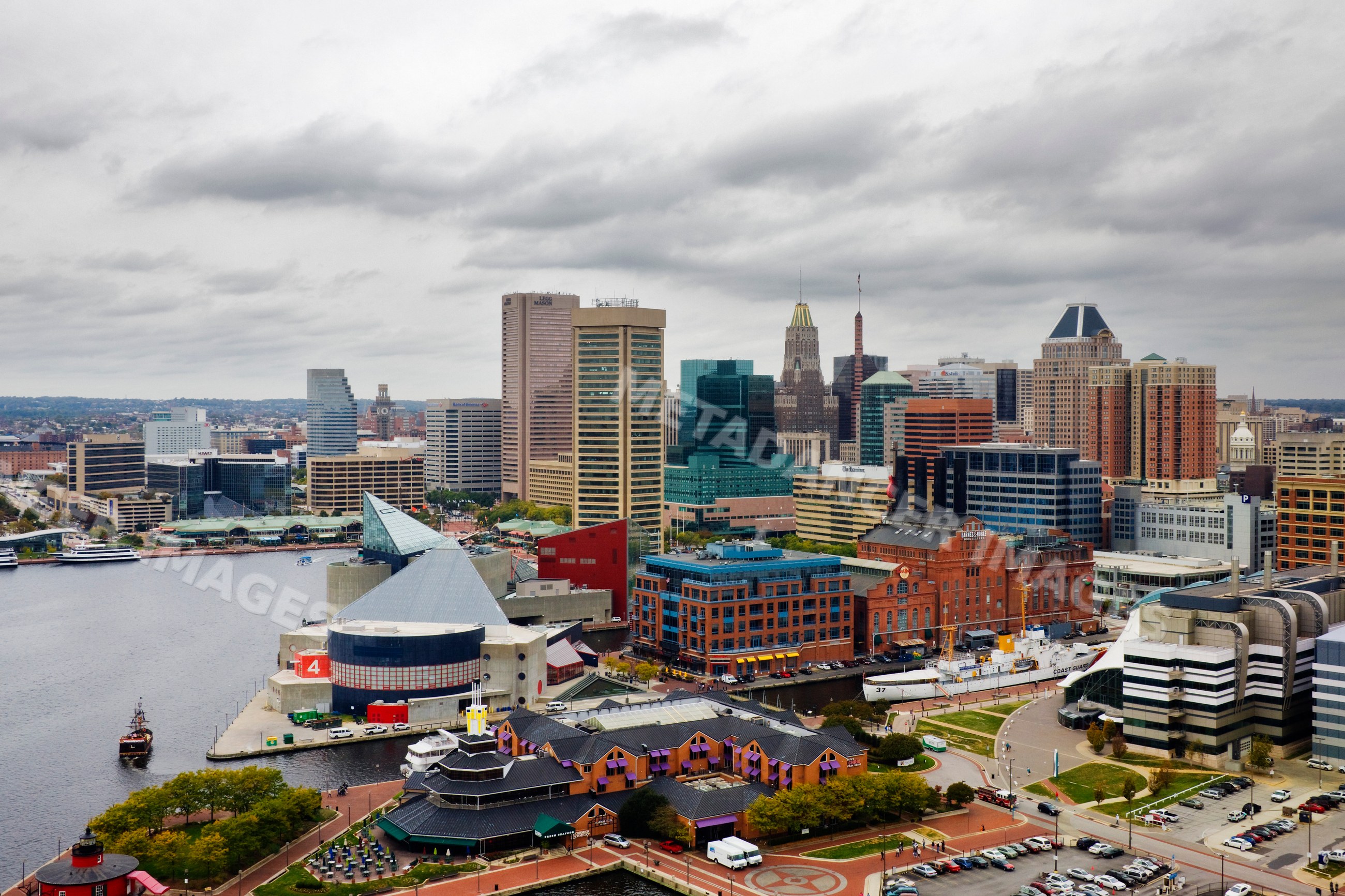 Inner harbour waterfront and downtown skyline maryland USA