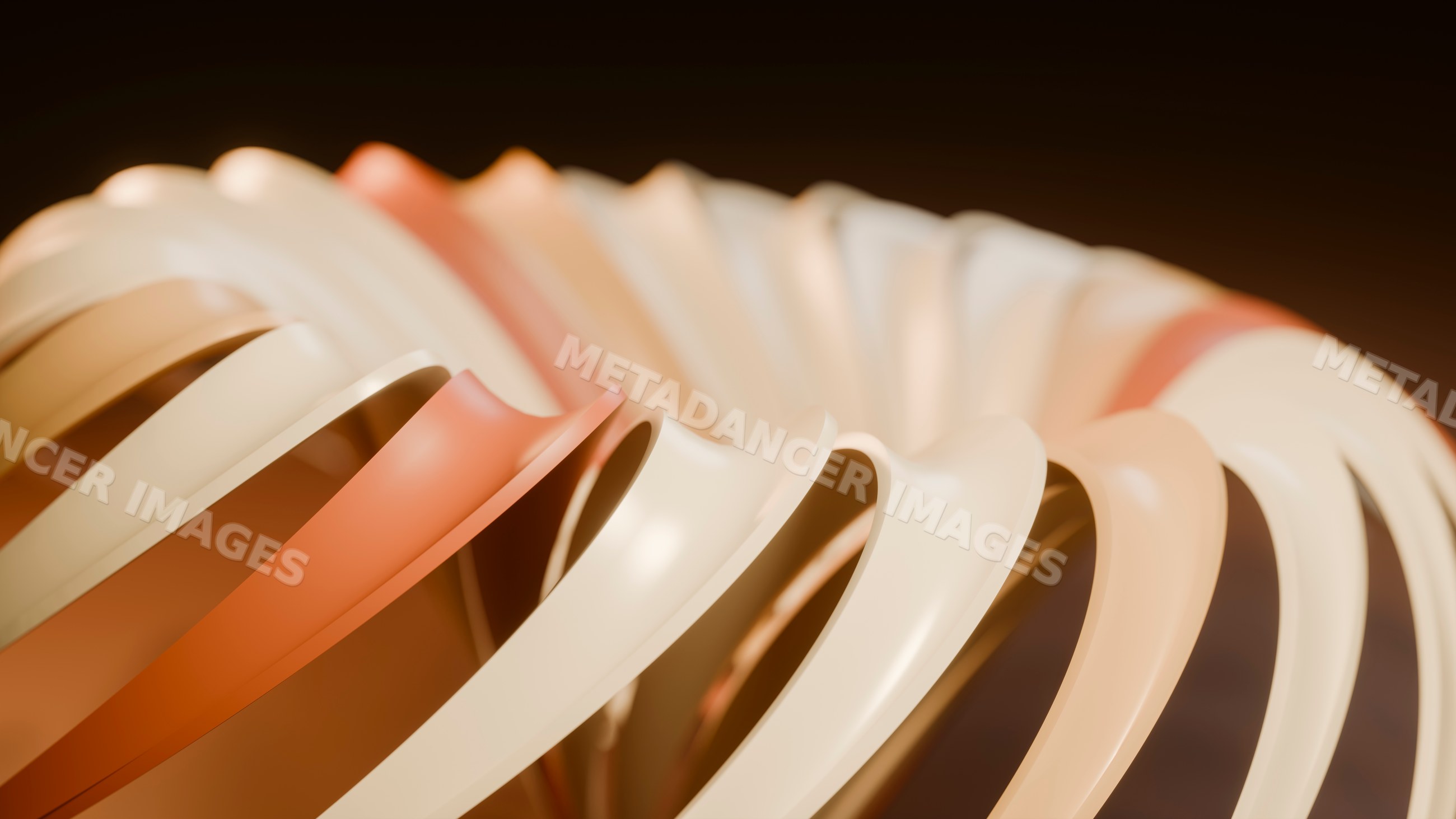 Abstract twisted ring sculpture with smooth cream and peach tones