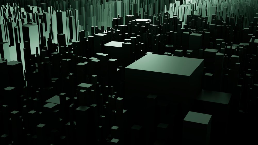 Abstract digital 3d blocks forming a futuristic grid landscape