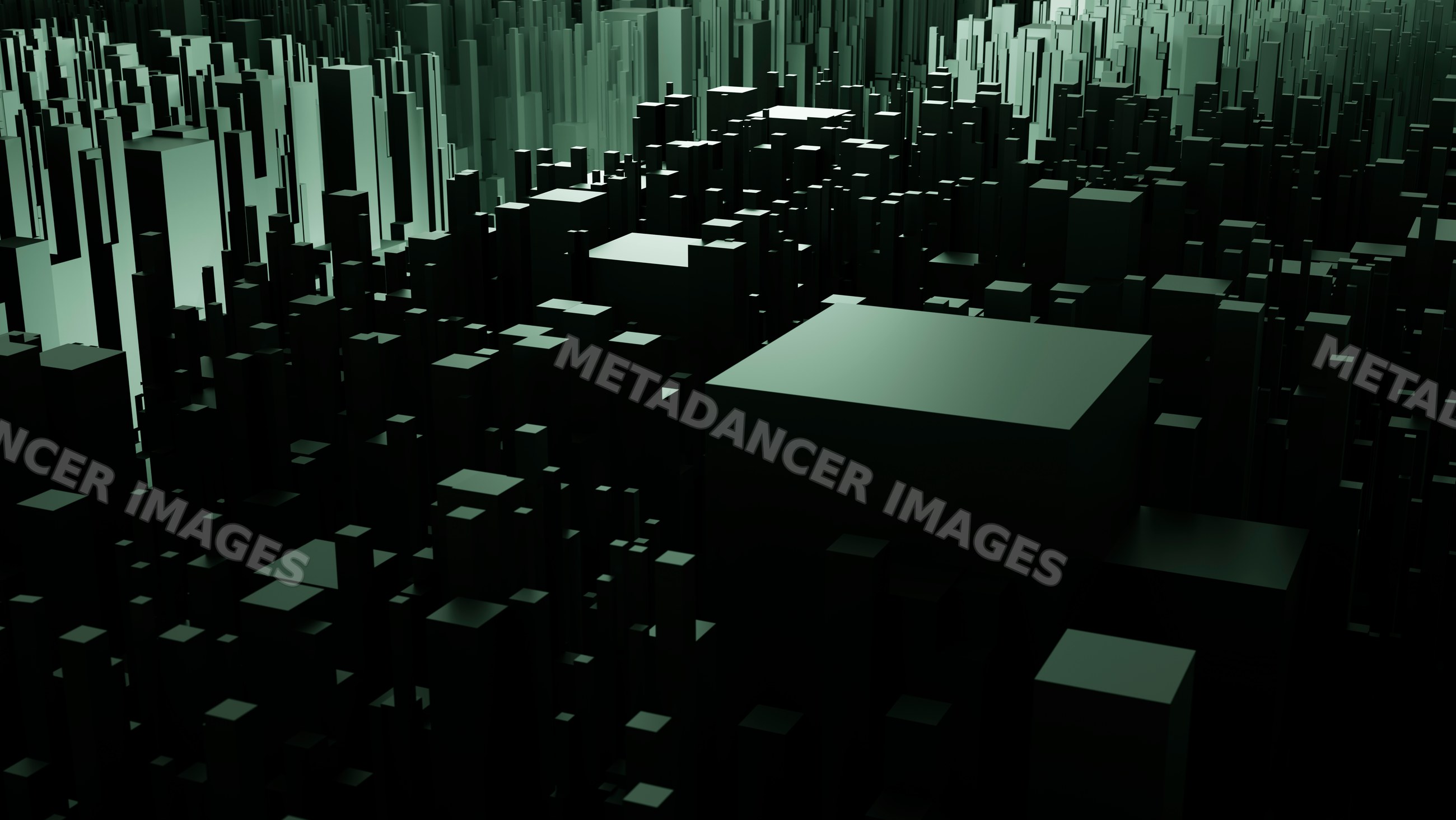 Abstract digital 3d blocks forming a futuristic grid landscape