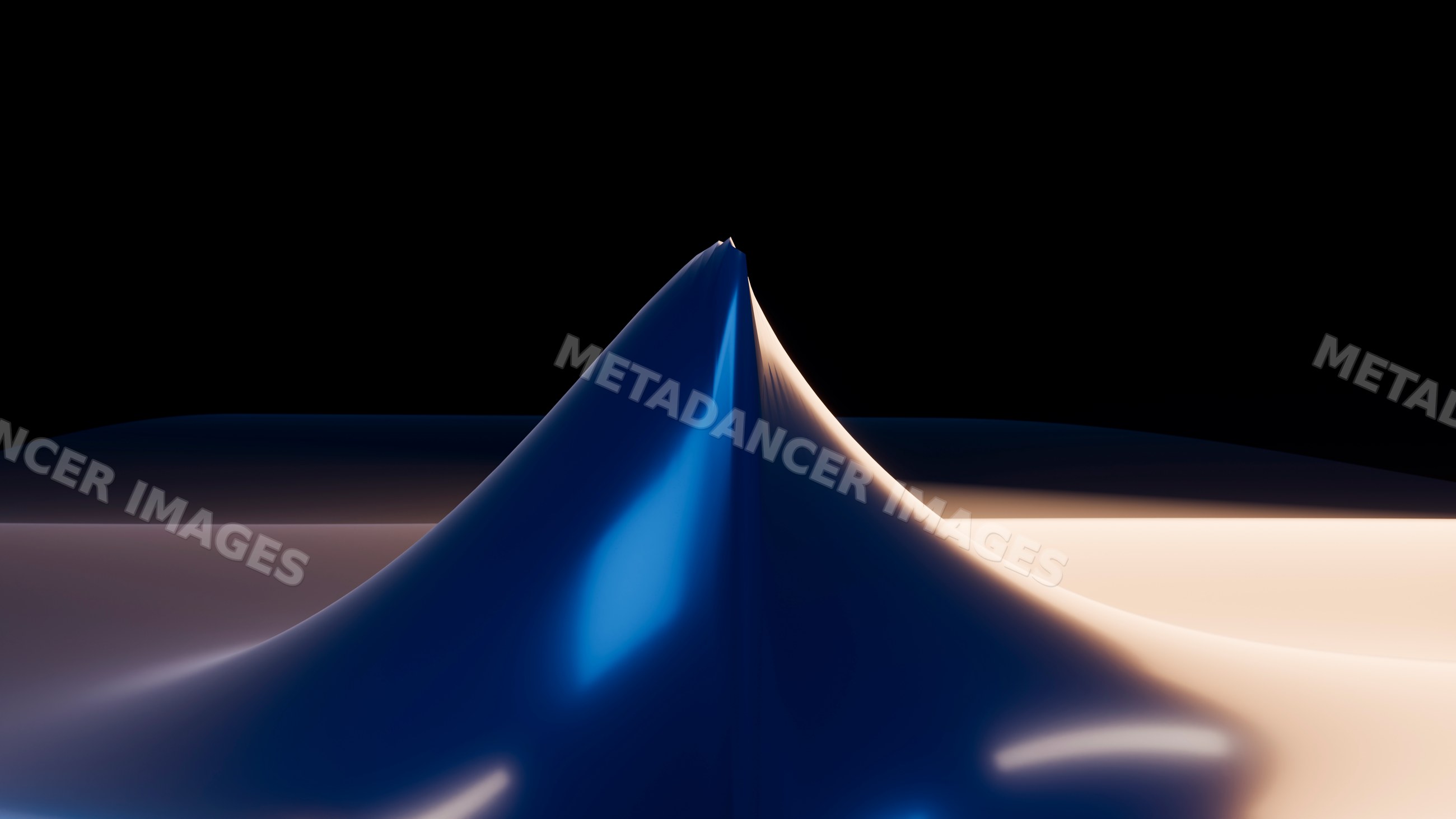 Abstract smooth blue peak with reflective light on dark background