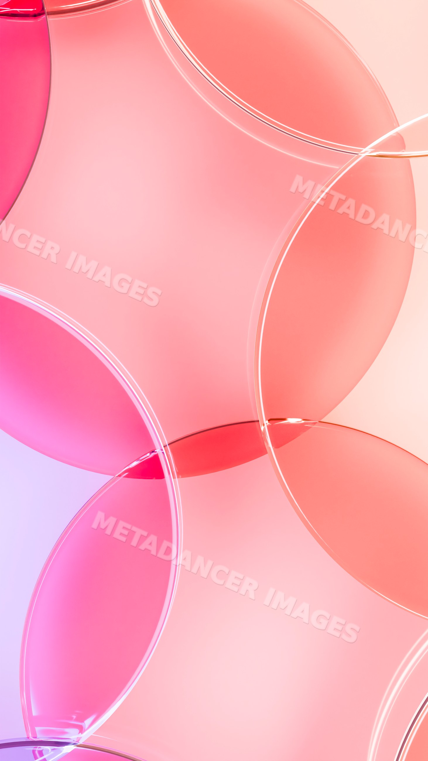Abstract overlapping transparent pink and red circles in modern design