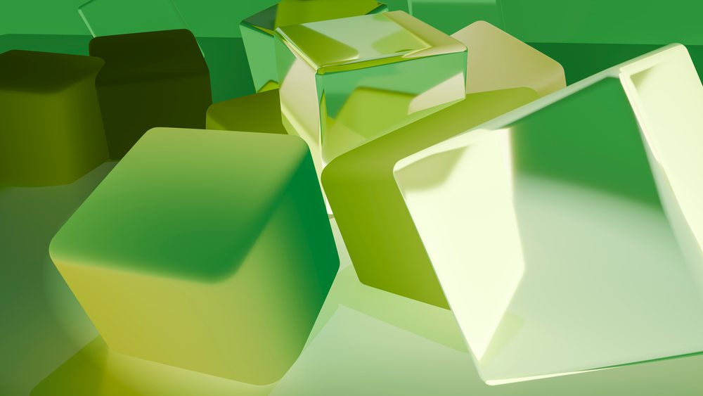 Abstract green and transparent 3d cubes digital illustration
