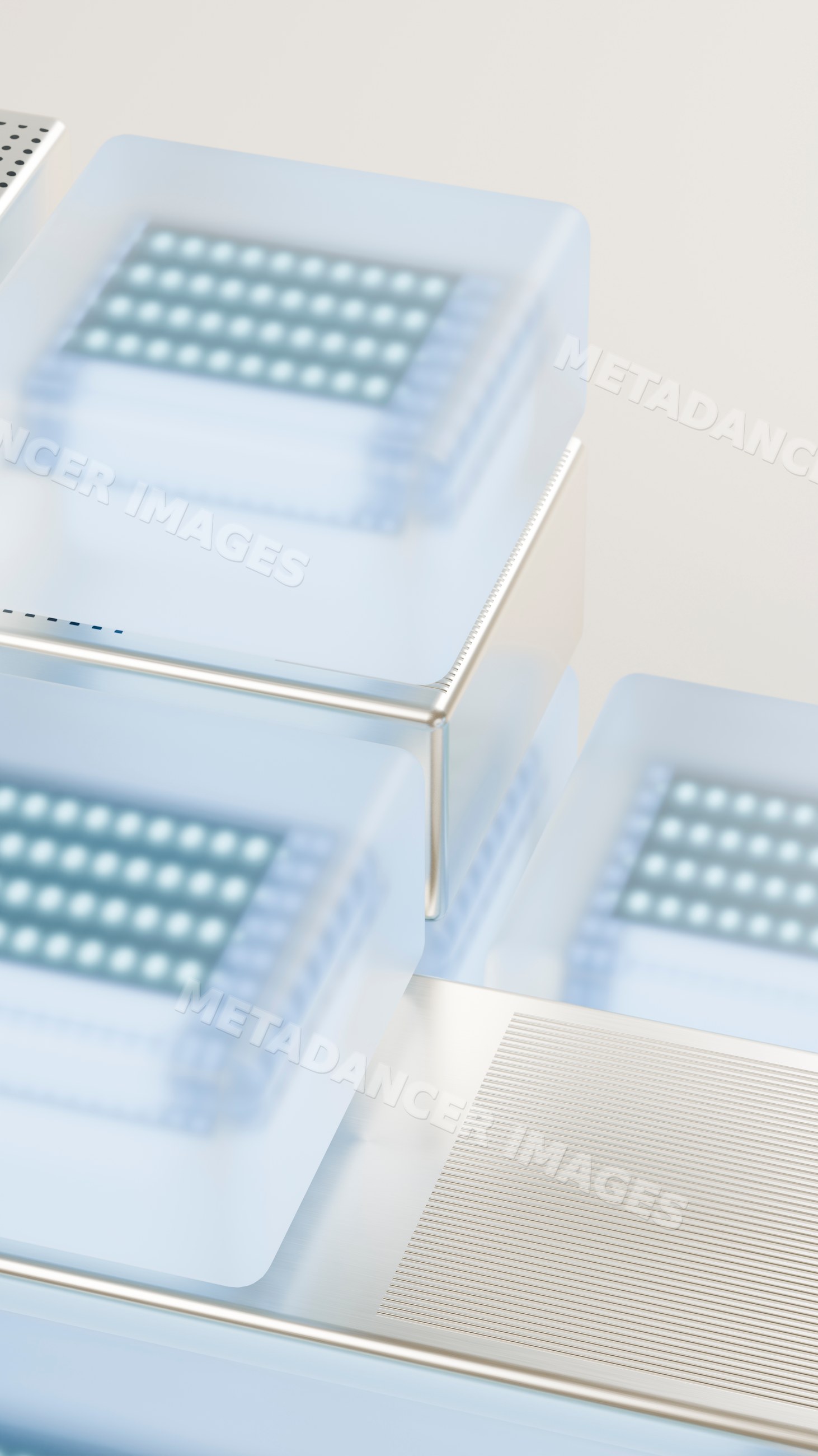 Close-up of microchips protected by translucent silicone cases