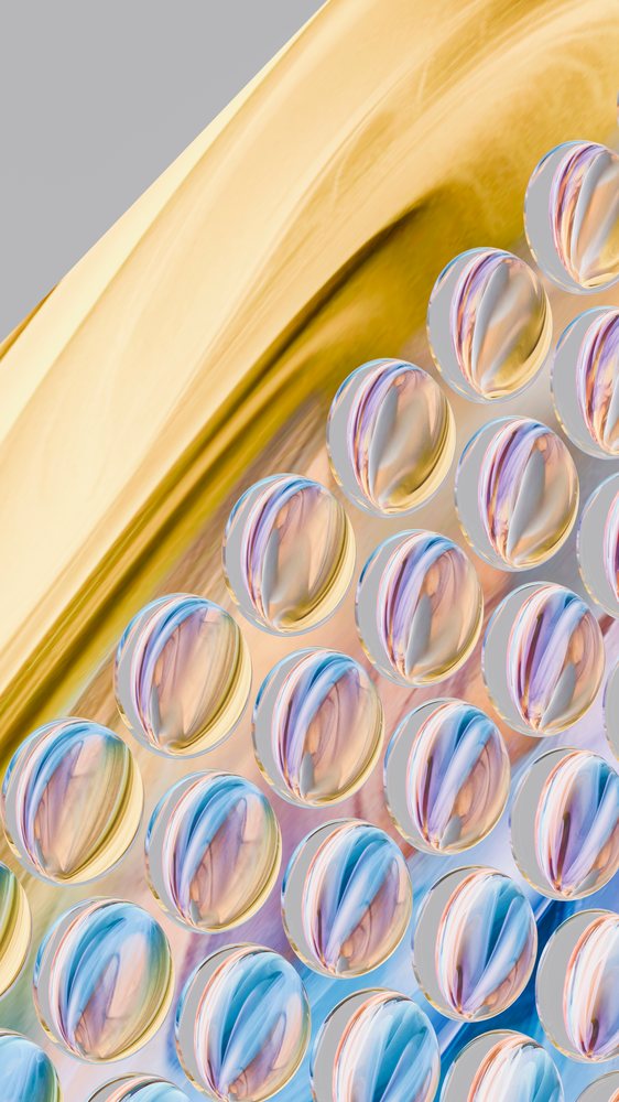 Colorful glass marbles with reflective abstract patterns illustration