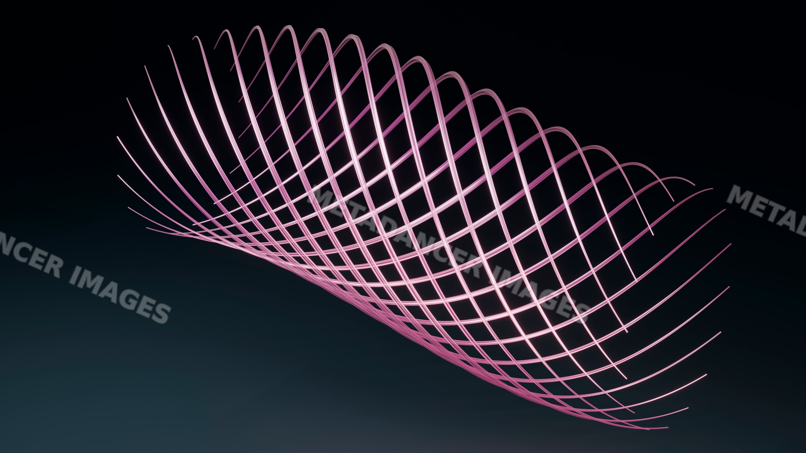 Pink curved abstract grid wave in digital 3d render