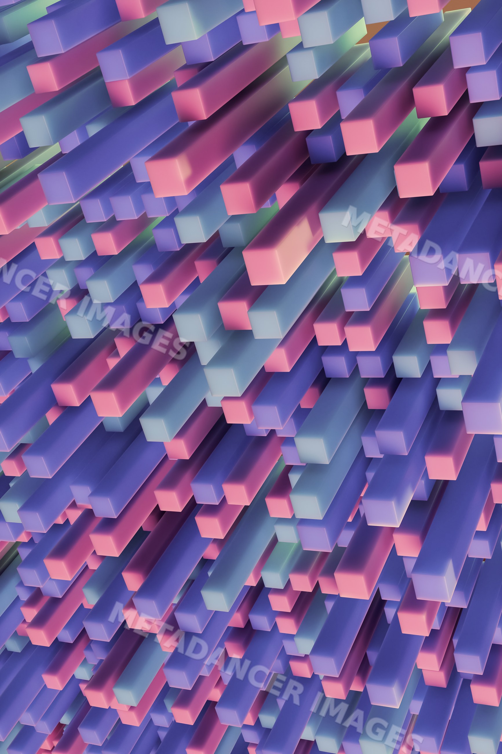 Colorful 3d abstract render of stacked rectangular rods