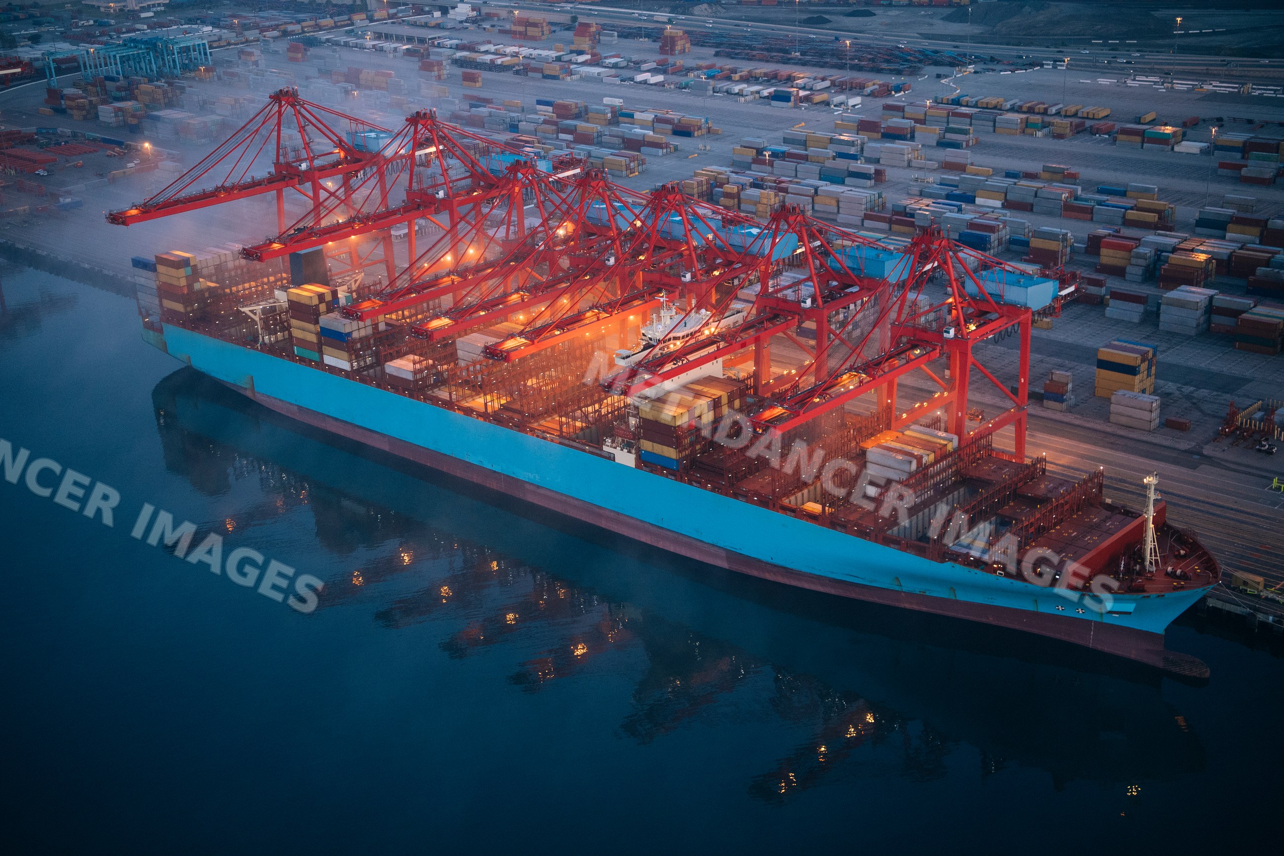 Container ship loaded with cargo containers