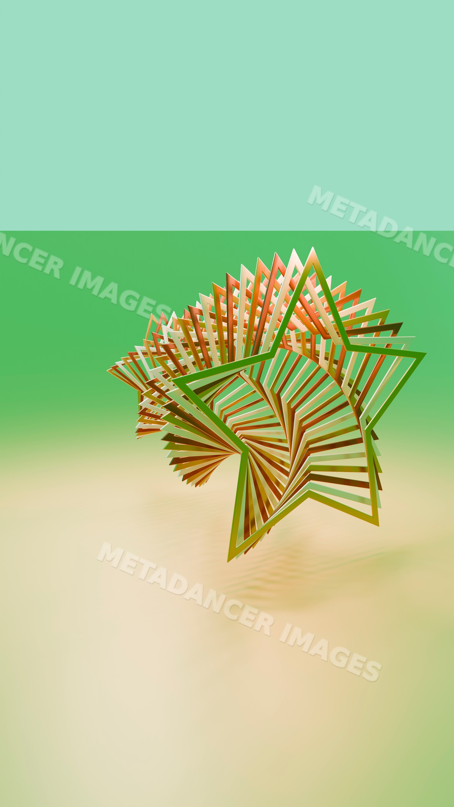 Abstract star-shaped spiral in 3d digital art