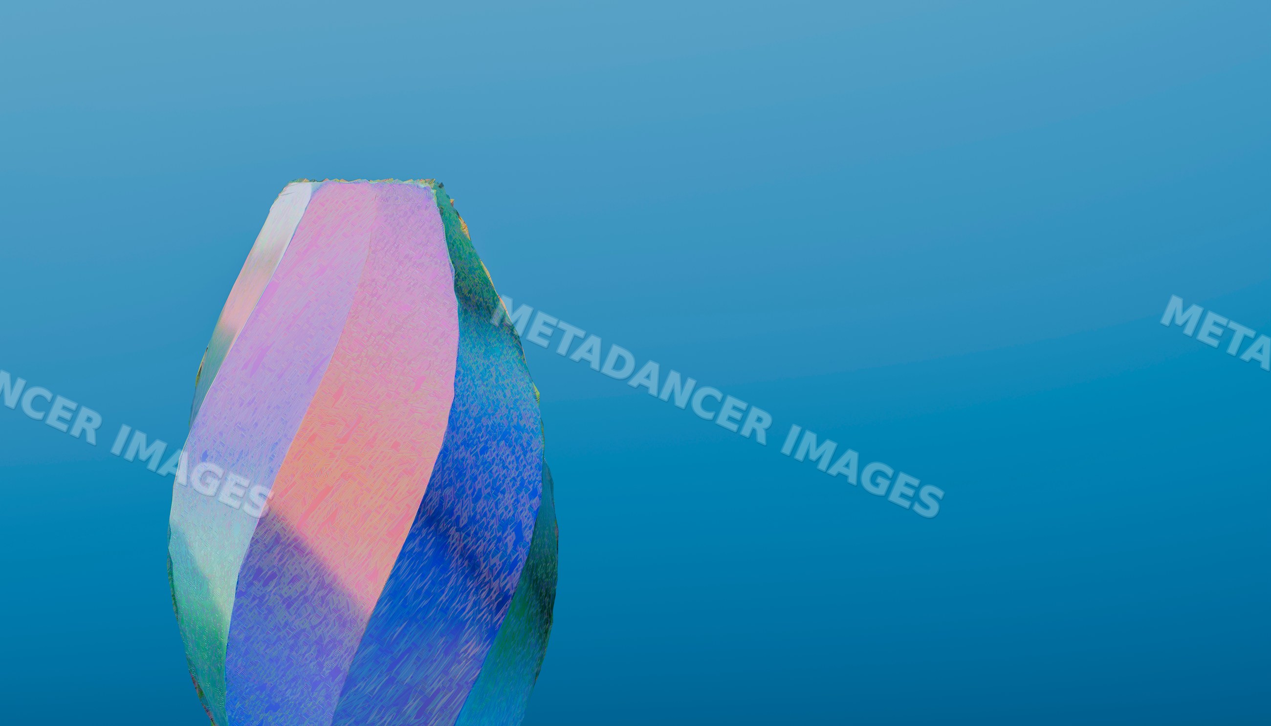 Iridescent polished stone with multicolor reflective surface
