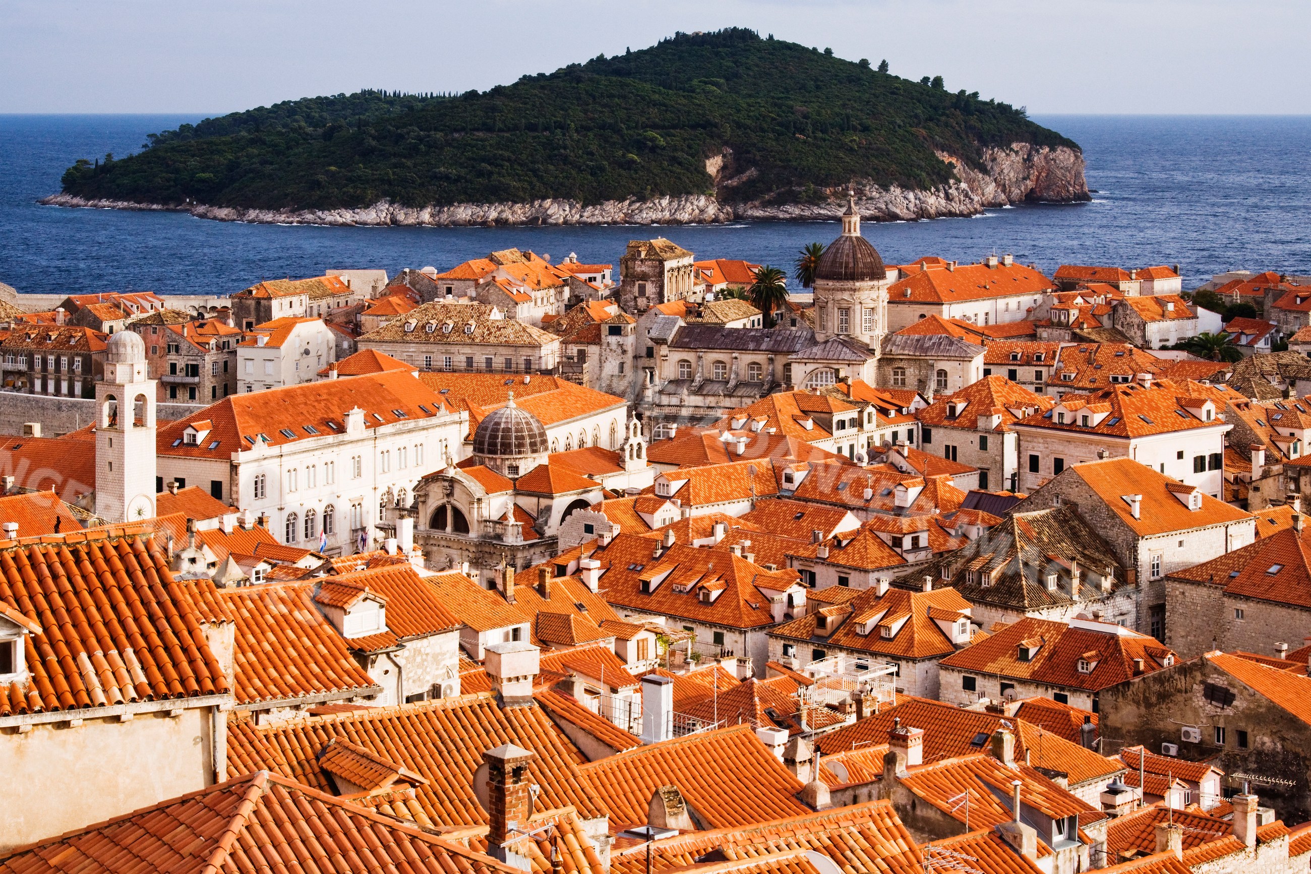 Old city of dubrovnik and lokrum island view