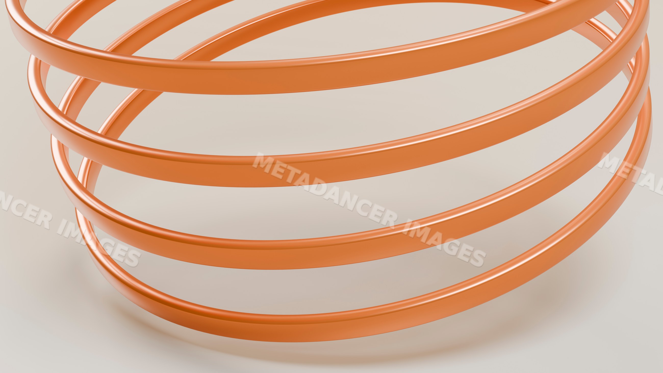Orange 3d spiral coil illustration with smooth curved lines