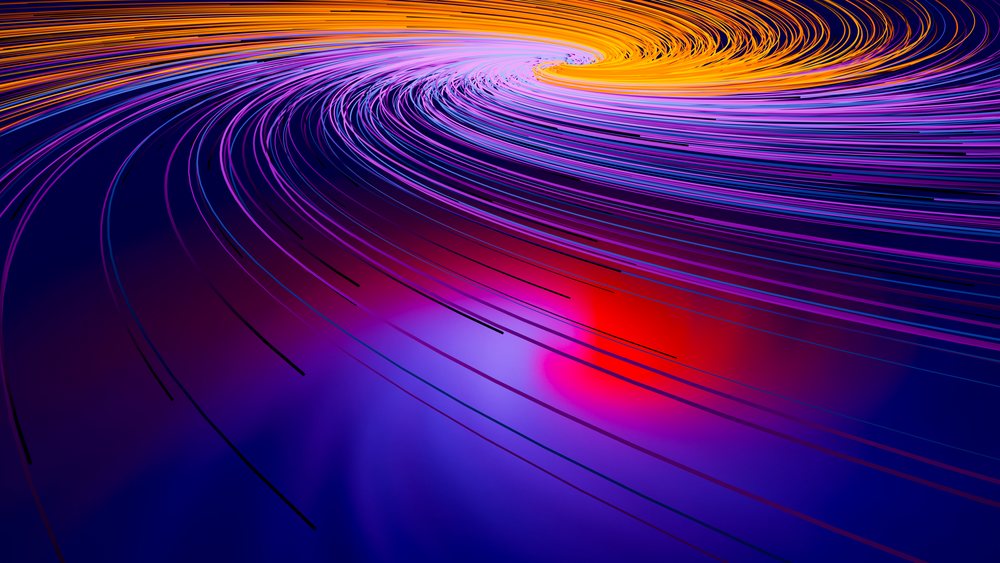 Abstract digital swirl with colorful flowing curved lines