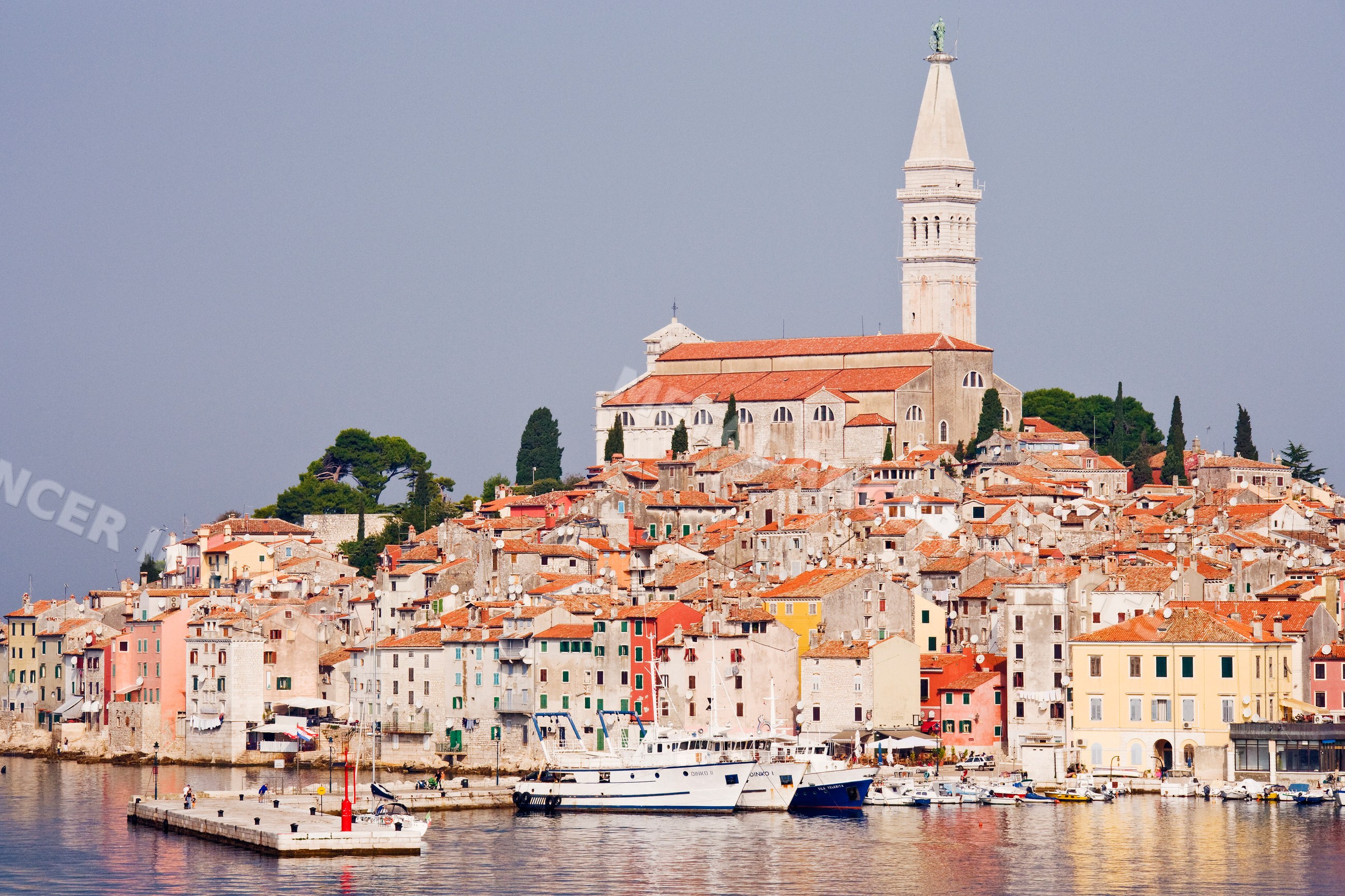 Church of st. euphemia towering over rovinj coastal town