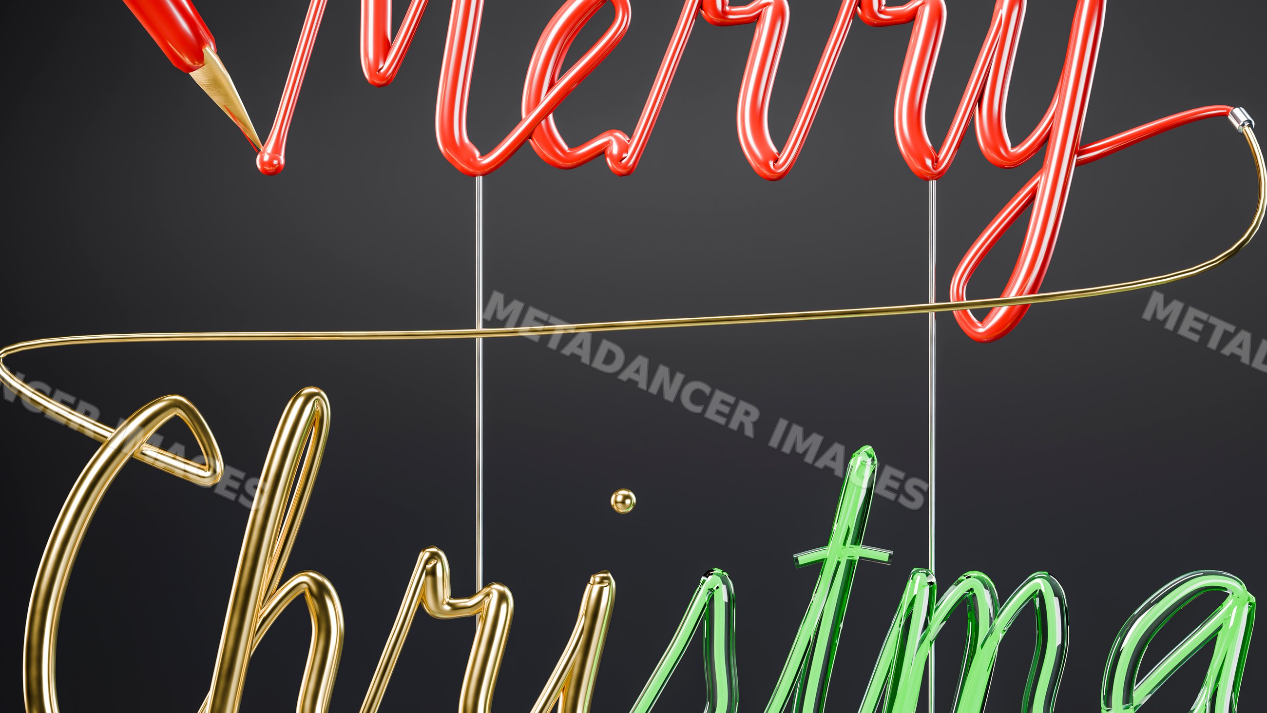 Neon lights spelling merry christmas in festive colors