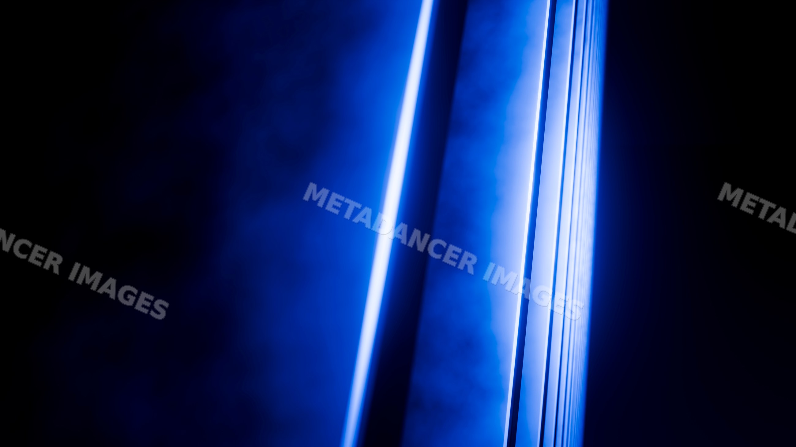 Blue neon light beams creating abstract vertical stripes effect