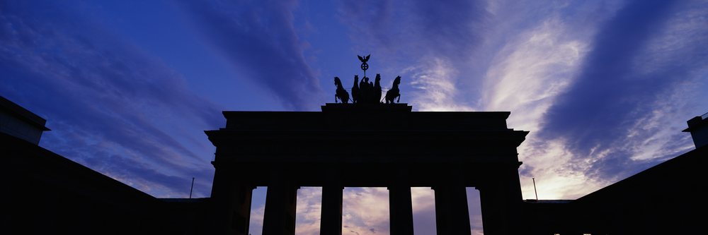 Brandenburg gate silhouette in berlin