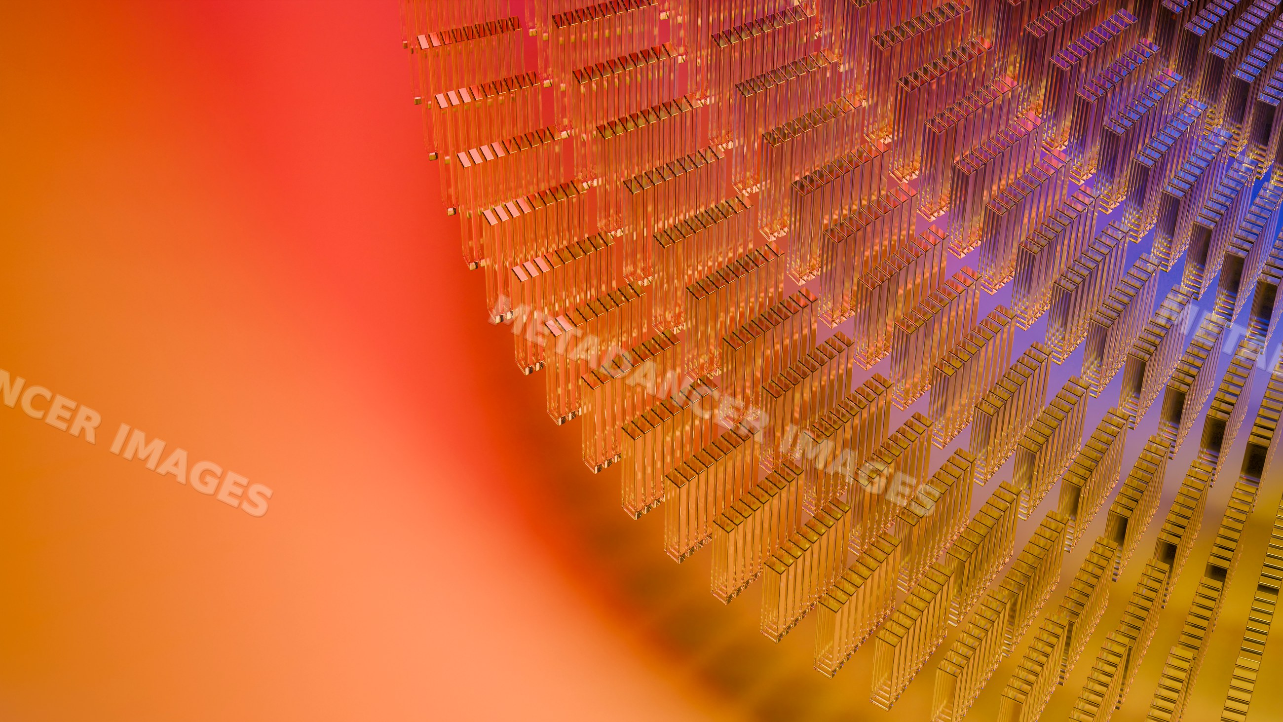 Abstract glass blocks in geometric pattern with gradient background
