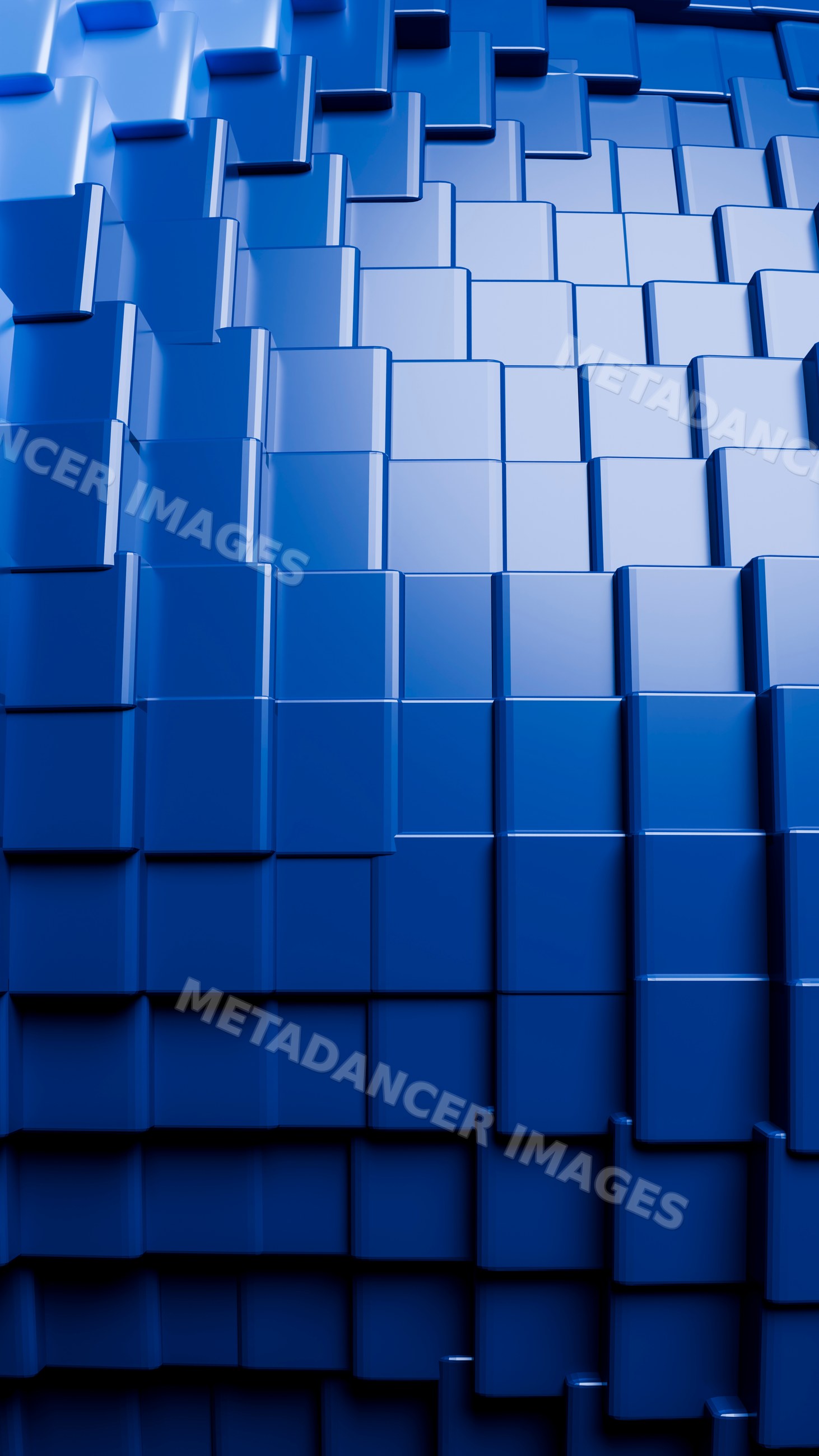 3d blue rectangular blocks forming a layered geometric pattern