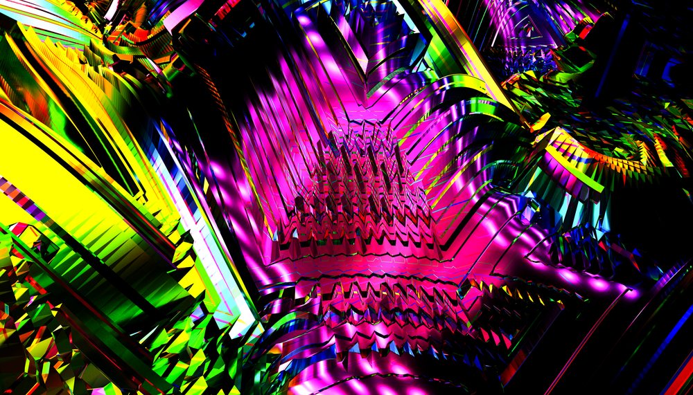 Abstract digital art with vibrant geometric shapes and colorful