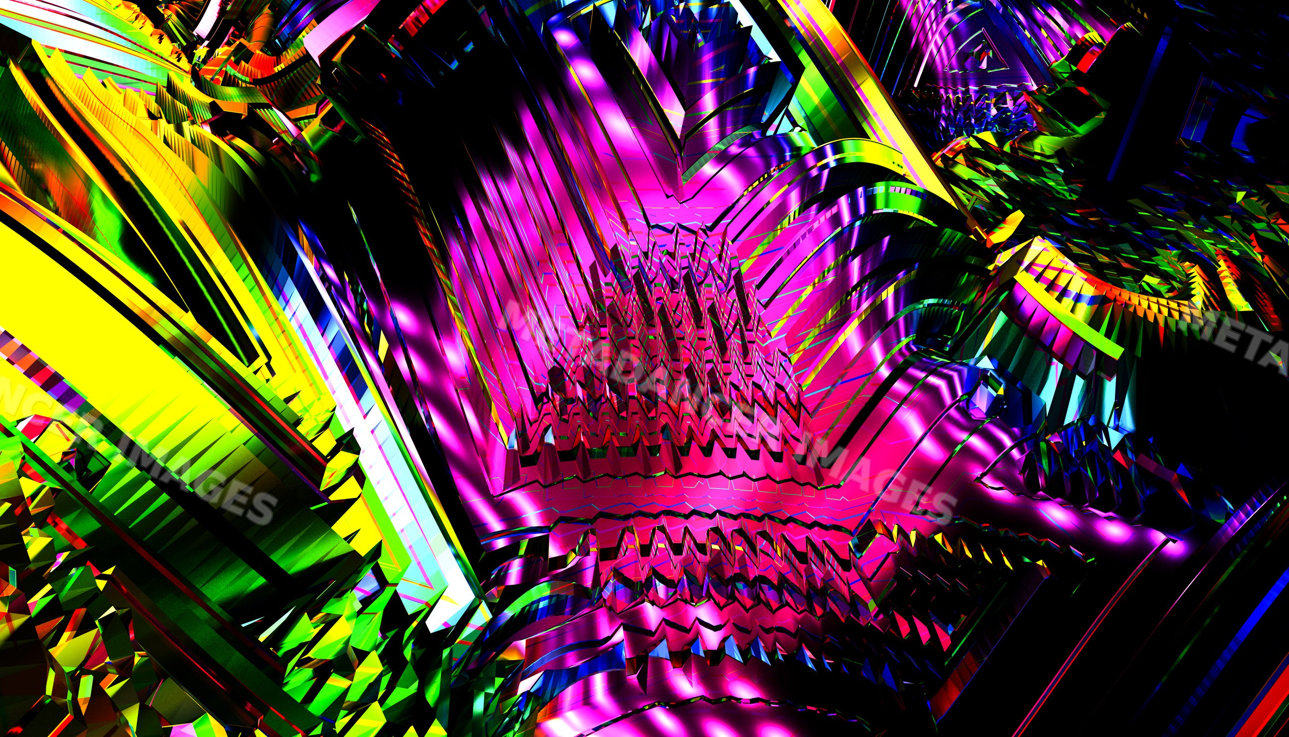 Abstract digital art with vibrant geometric shapes and colorful