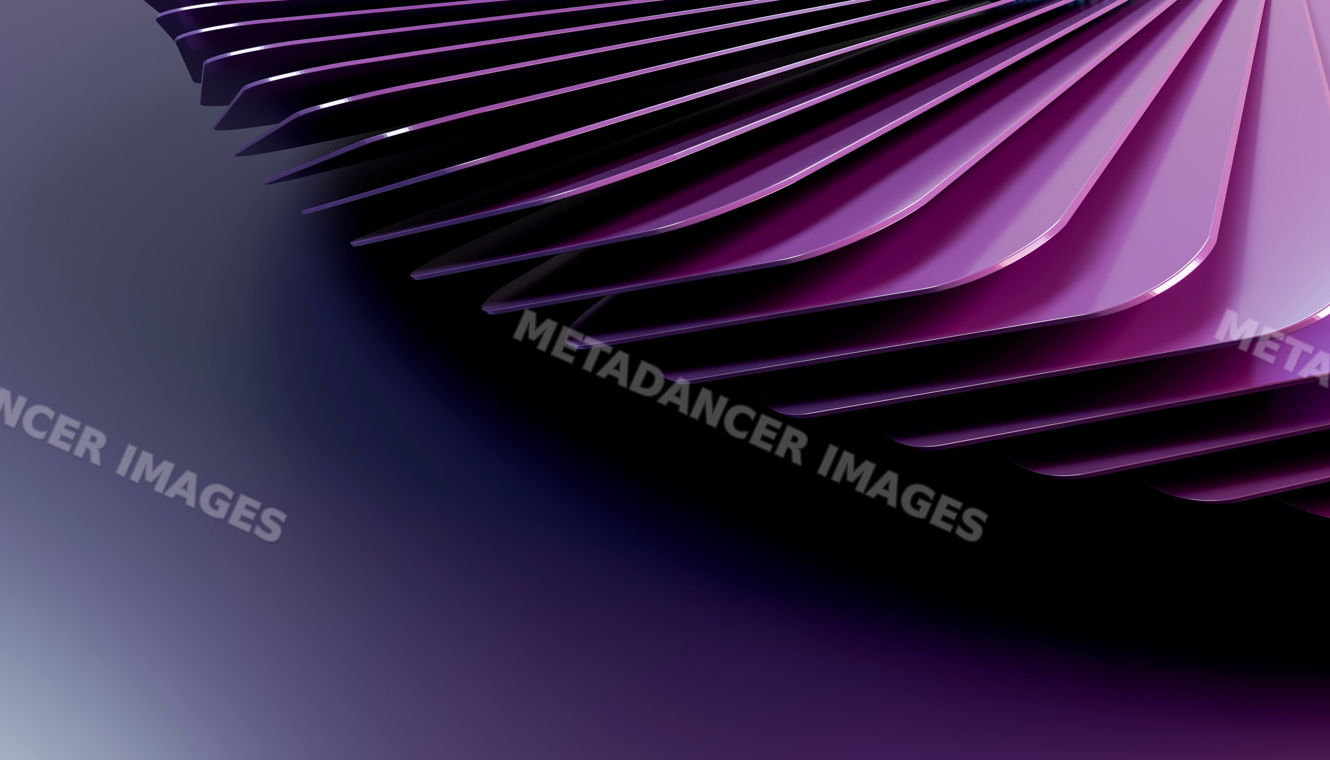 Abstract purple layered 3d curved shapes on dark background