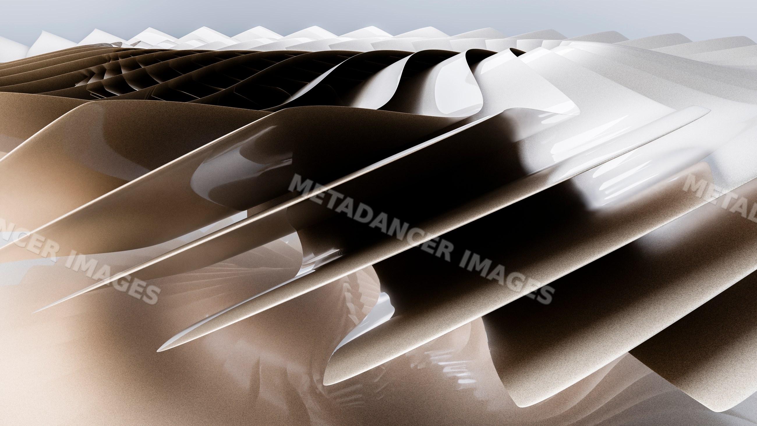 Abstract digital illustration of layered brown and white waves