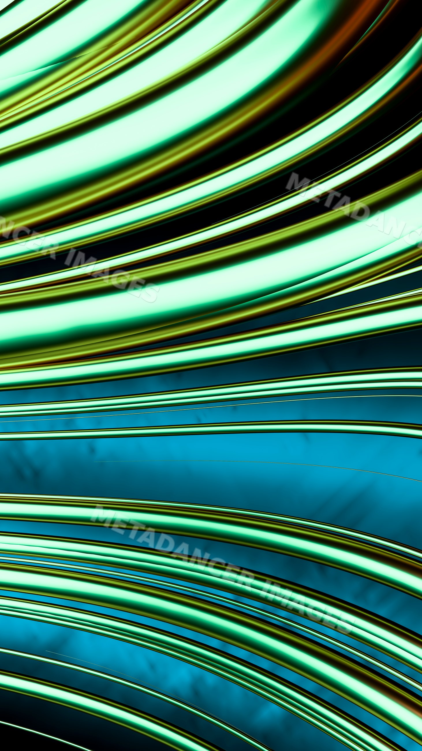 Abstract digital illustration of shiny metallic curved lines