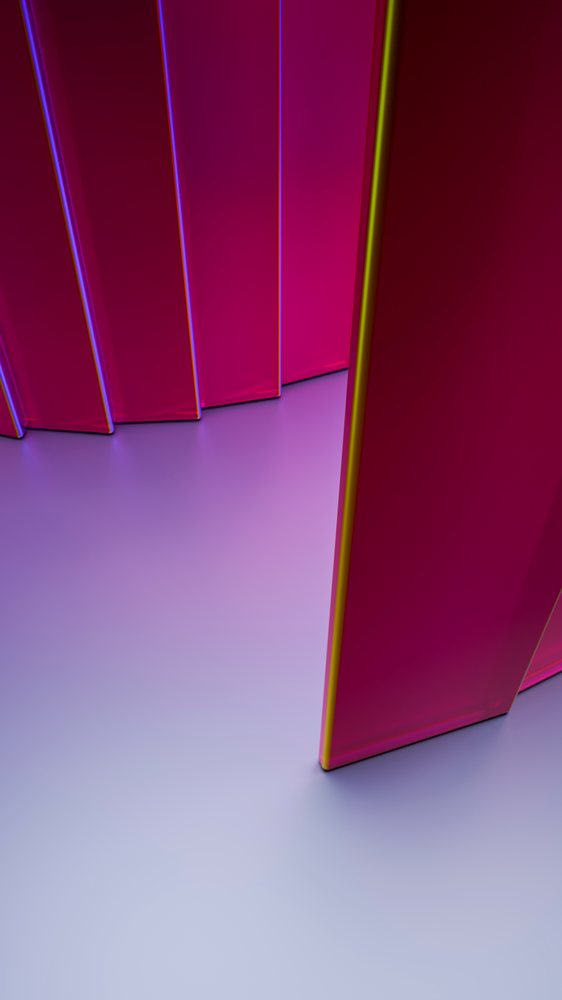 Abstract digital art of red vertical panels with purple gradient