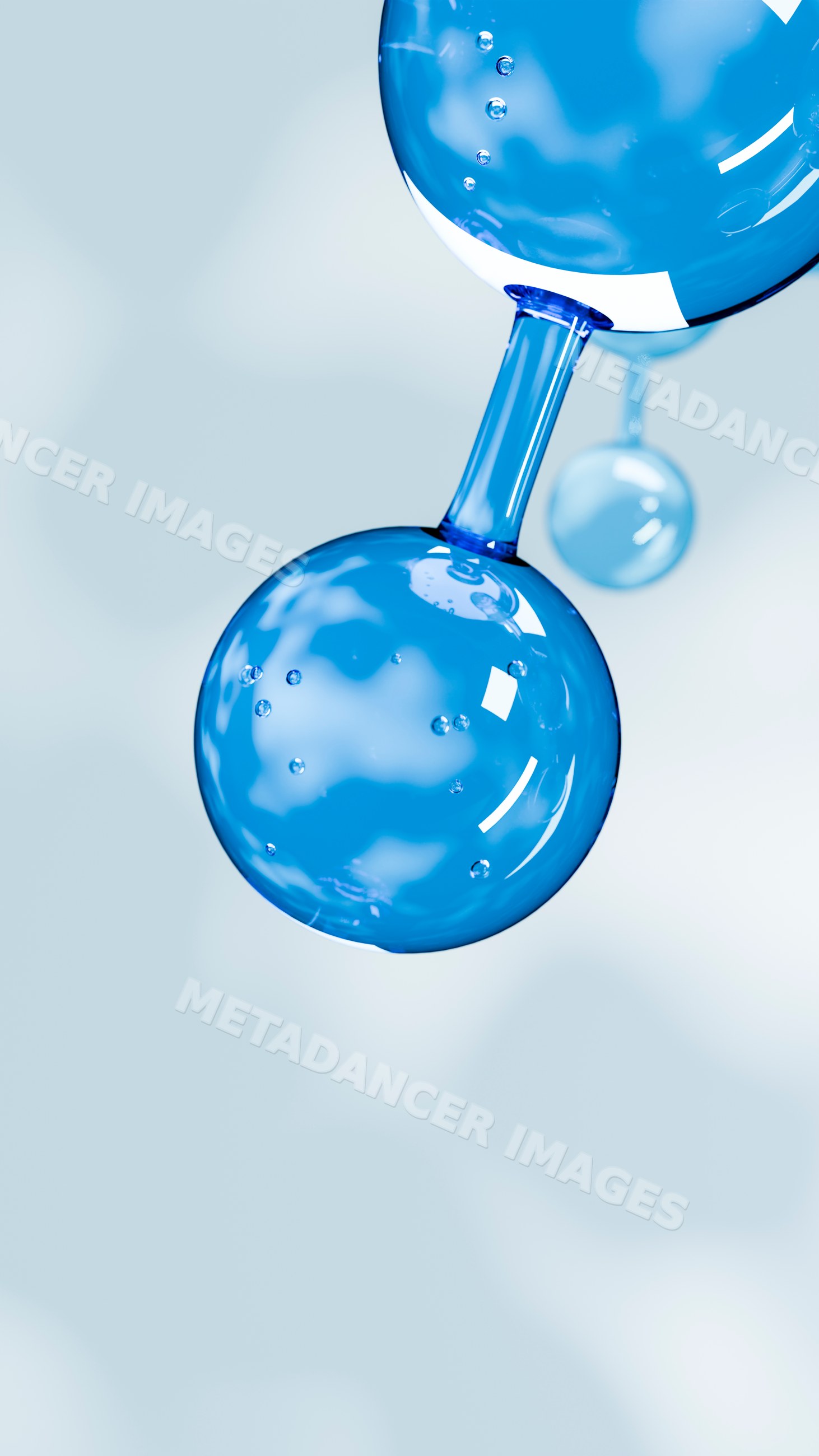Blue molecular structure with spherical atoms