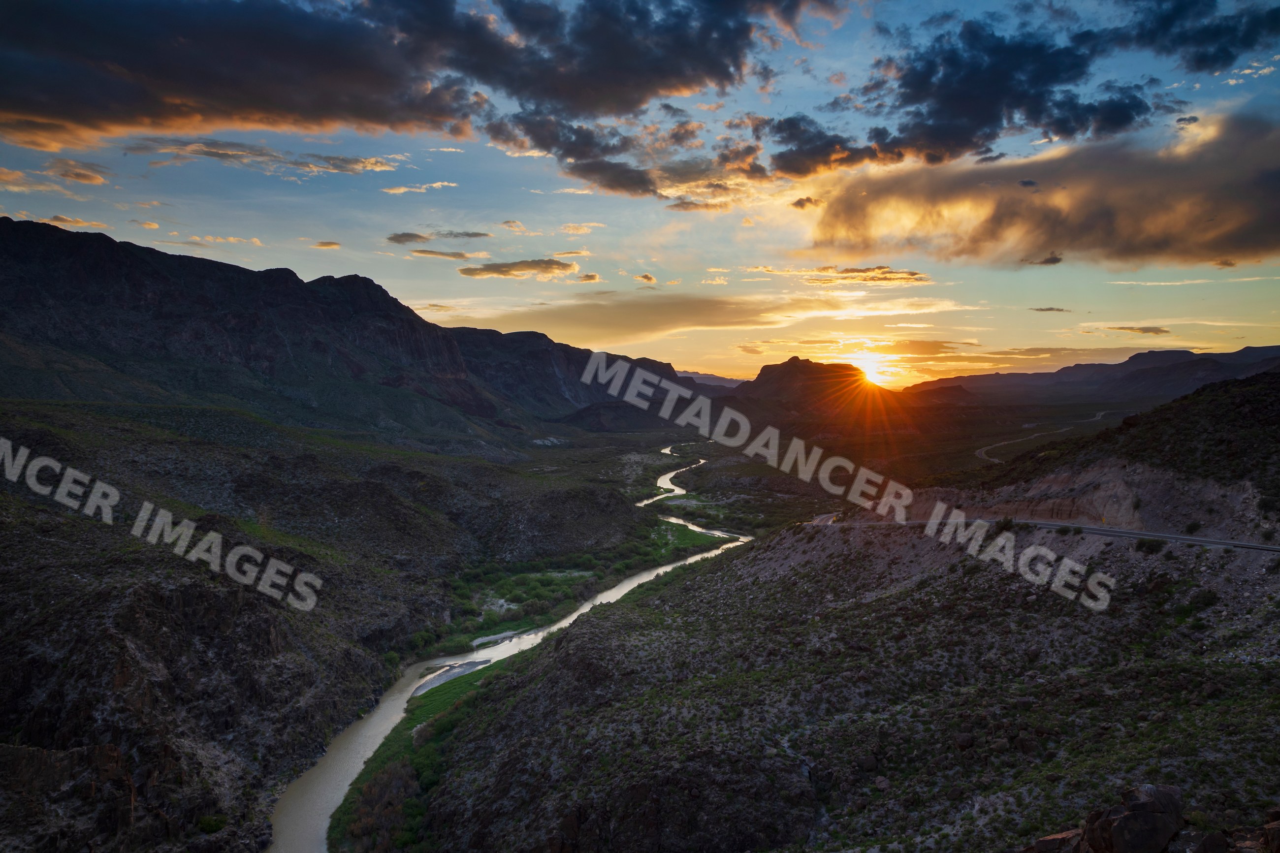 Rio Grande river at sunset near Texas state highway 170 in lajitas
