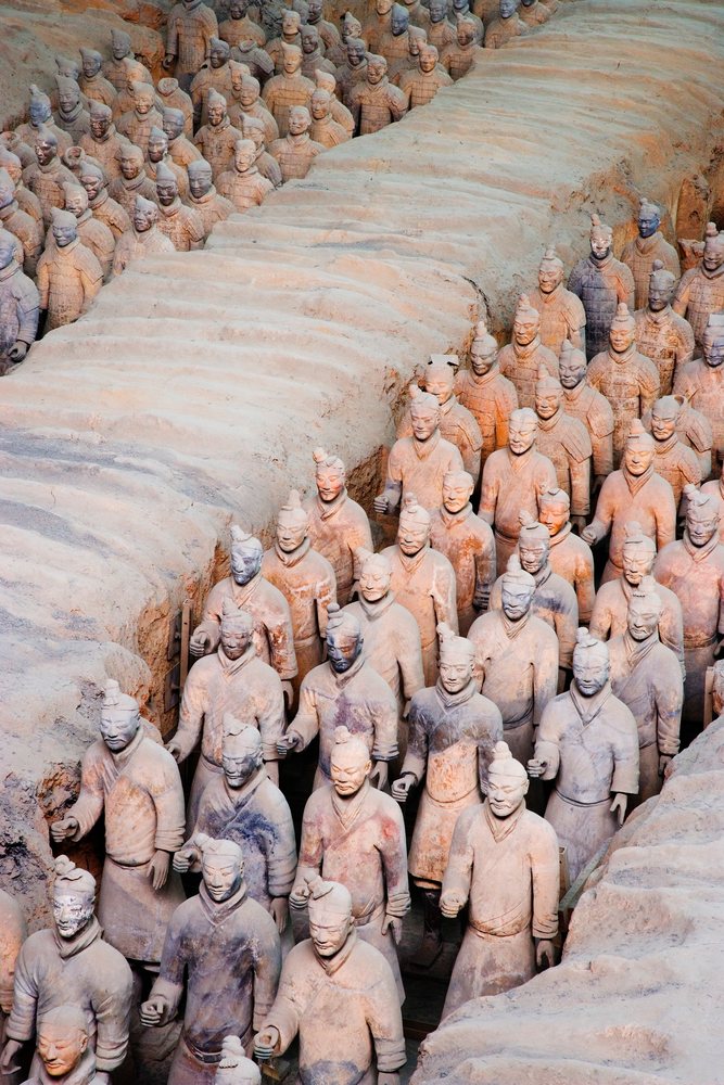Terracotta warriors at archaeological site china
