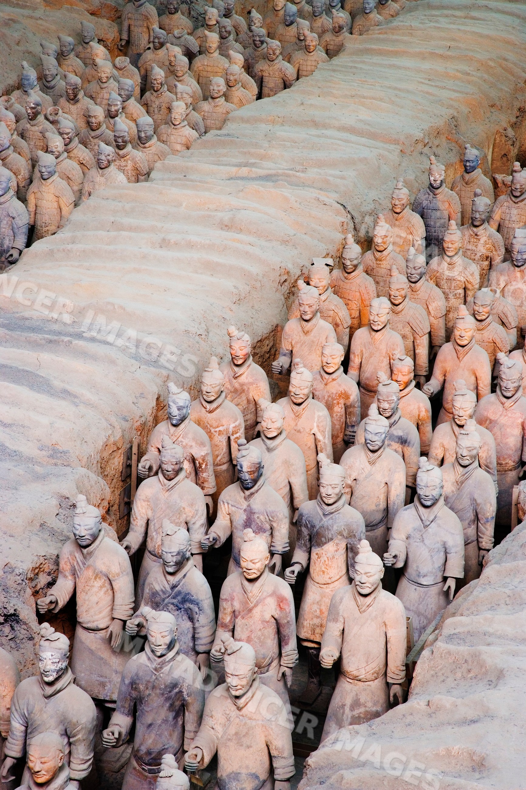 Terracotta warriors at archaeological site china