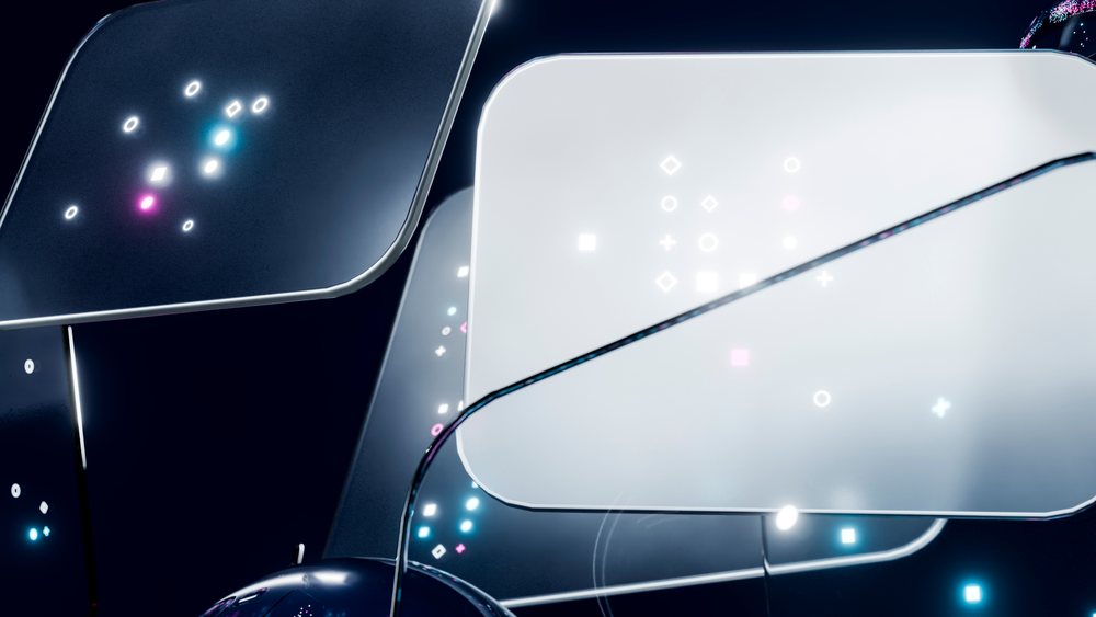 Abstract digital screens with futuristic glowing technology interface