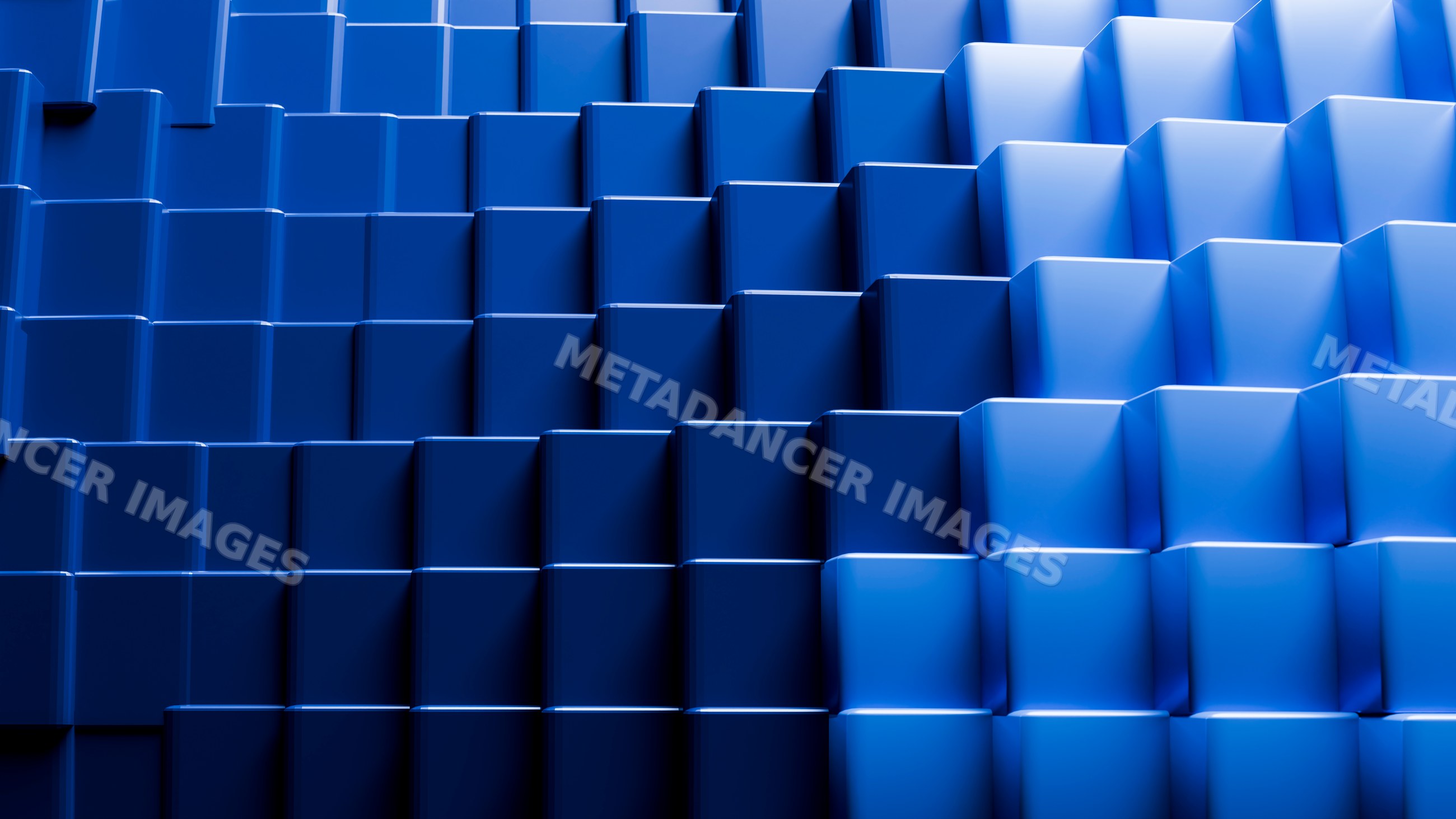 Blue cubes in stepped geometric abstract digital illustration