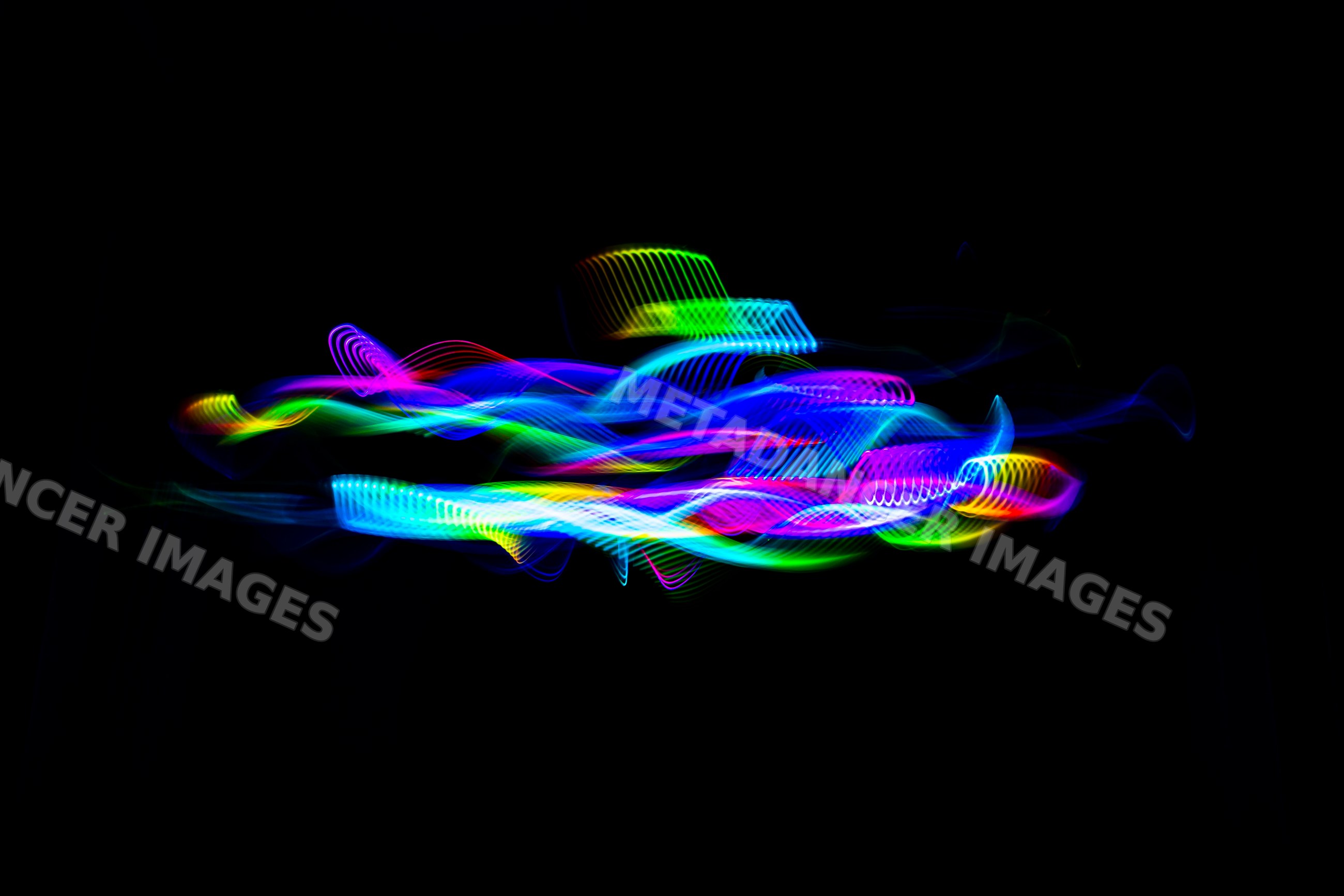 Colorful abstract light painting with moving led lights