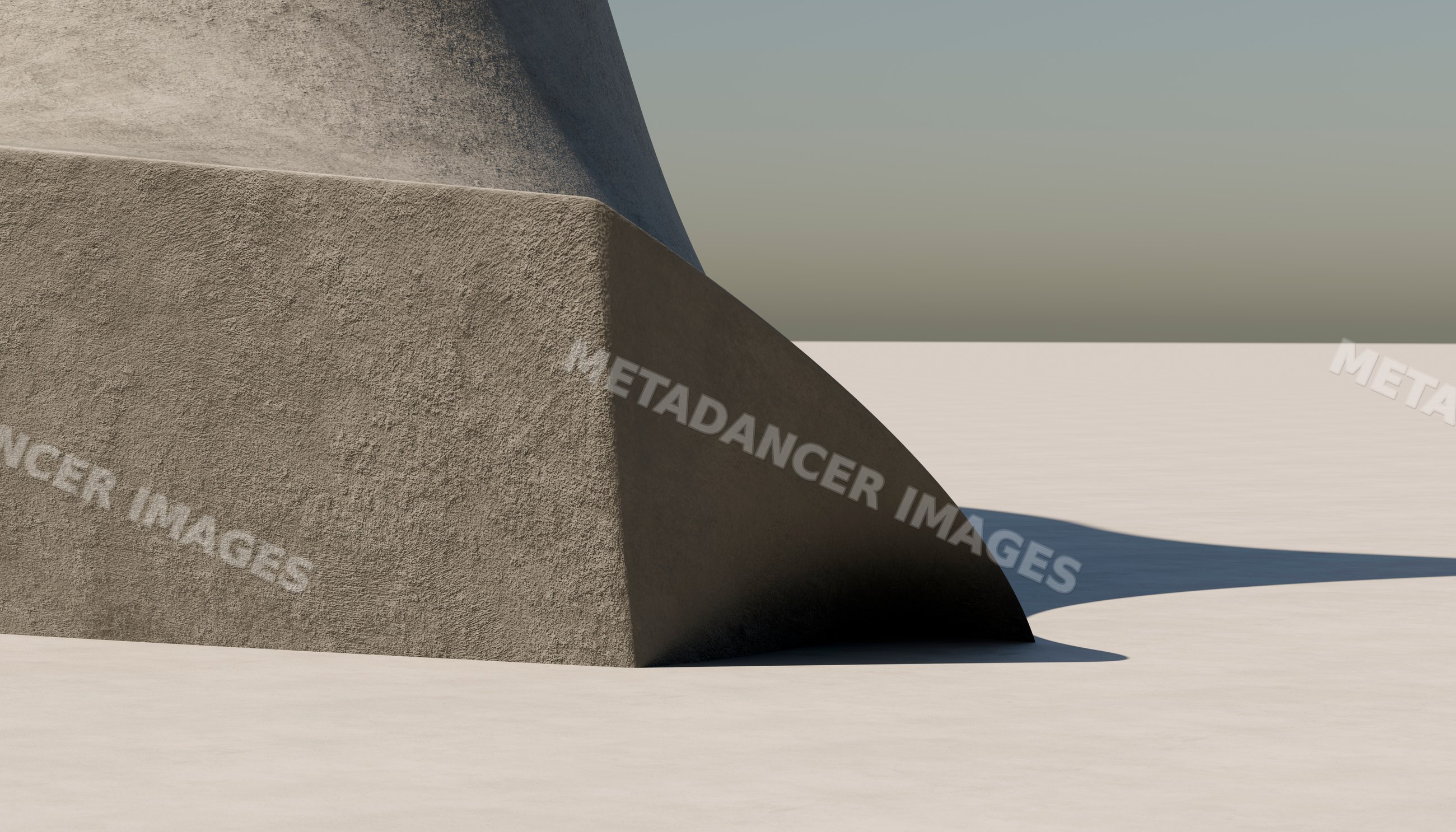Close-up view of concrete building base casting shadow on flat surface