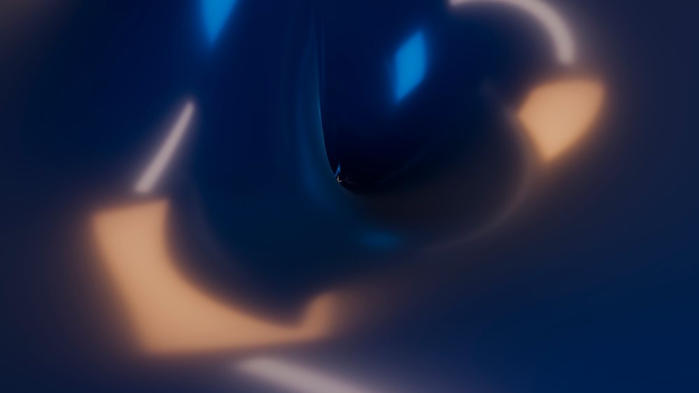Abstract smooth blue shapes with glowing light reflections