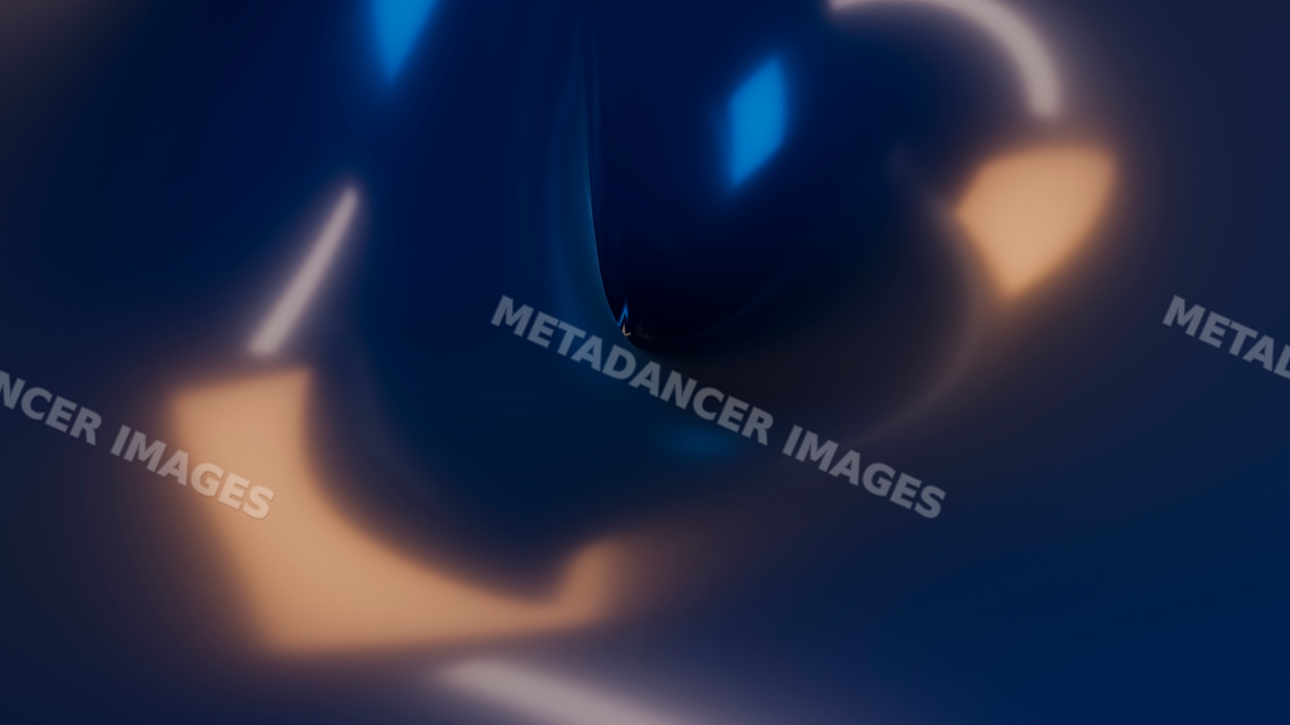Abstract smooth blue shapes with glowing light reflections