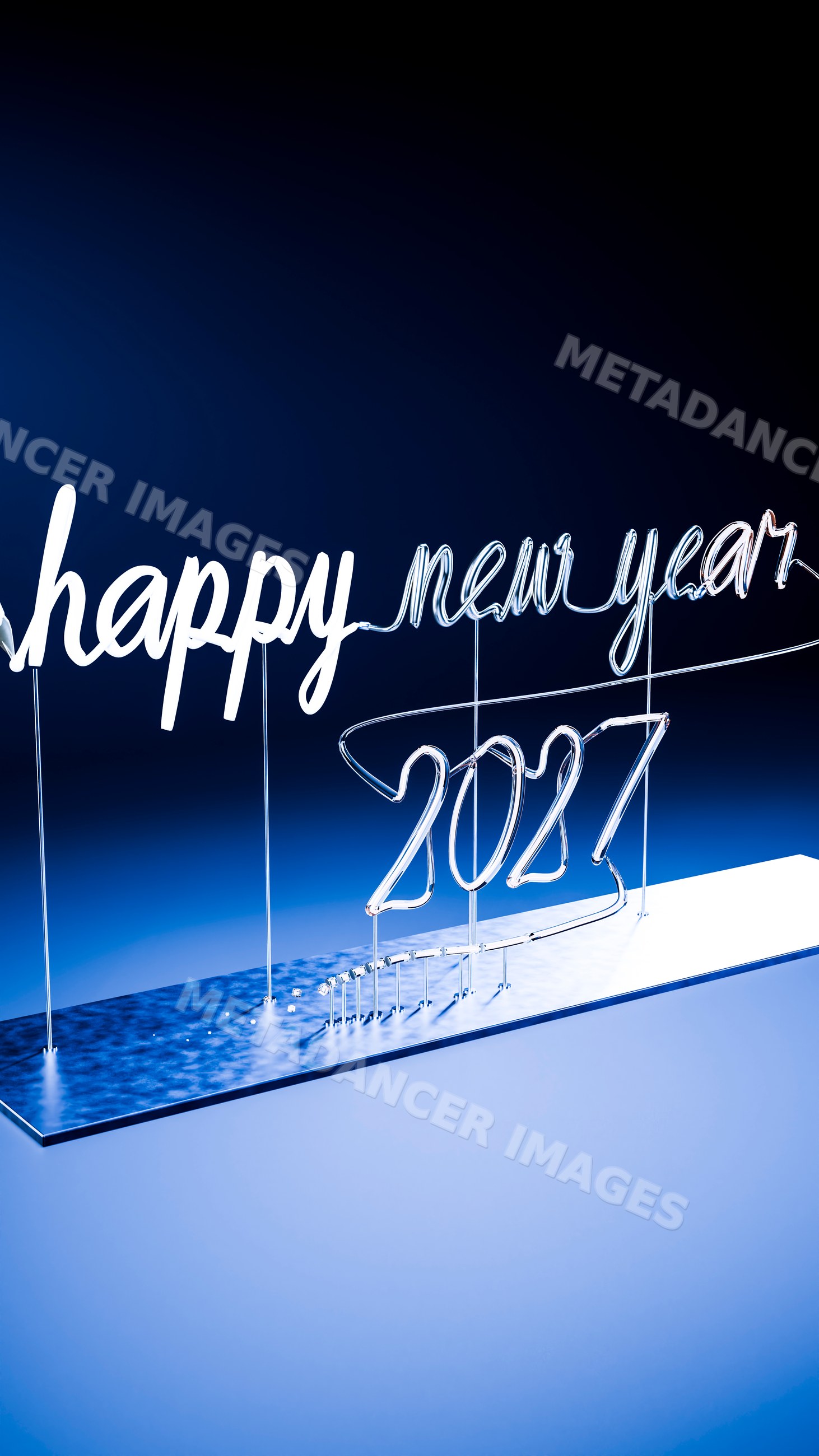 Illuminated happy new year 2027 glass light sign