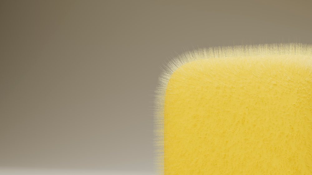 Macro illustration of yellow fungus with fine filaments
