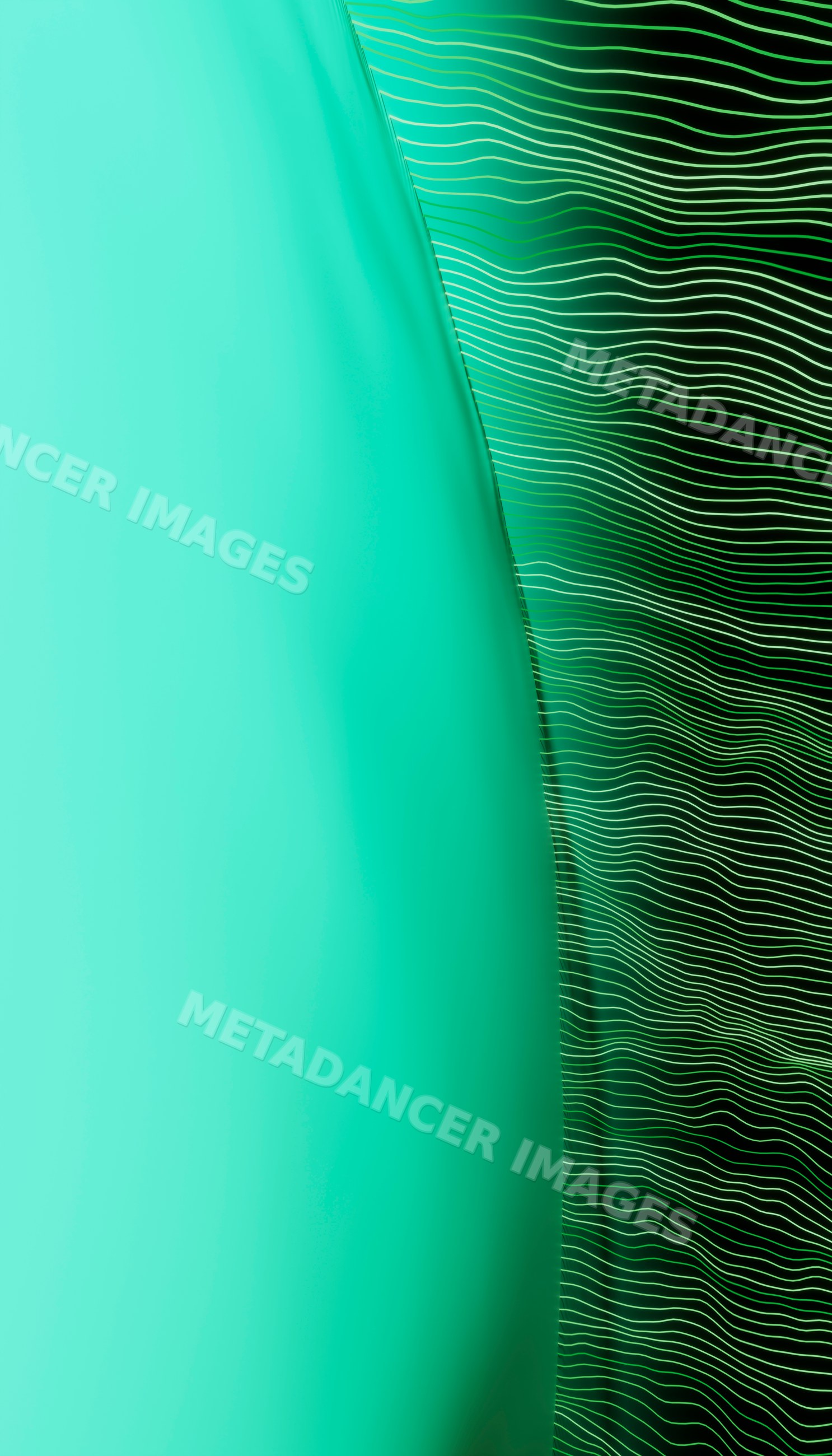 Green abstract design with curved shape and wavy lines pattern